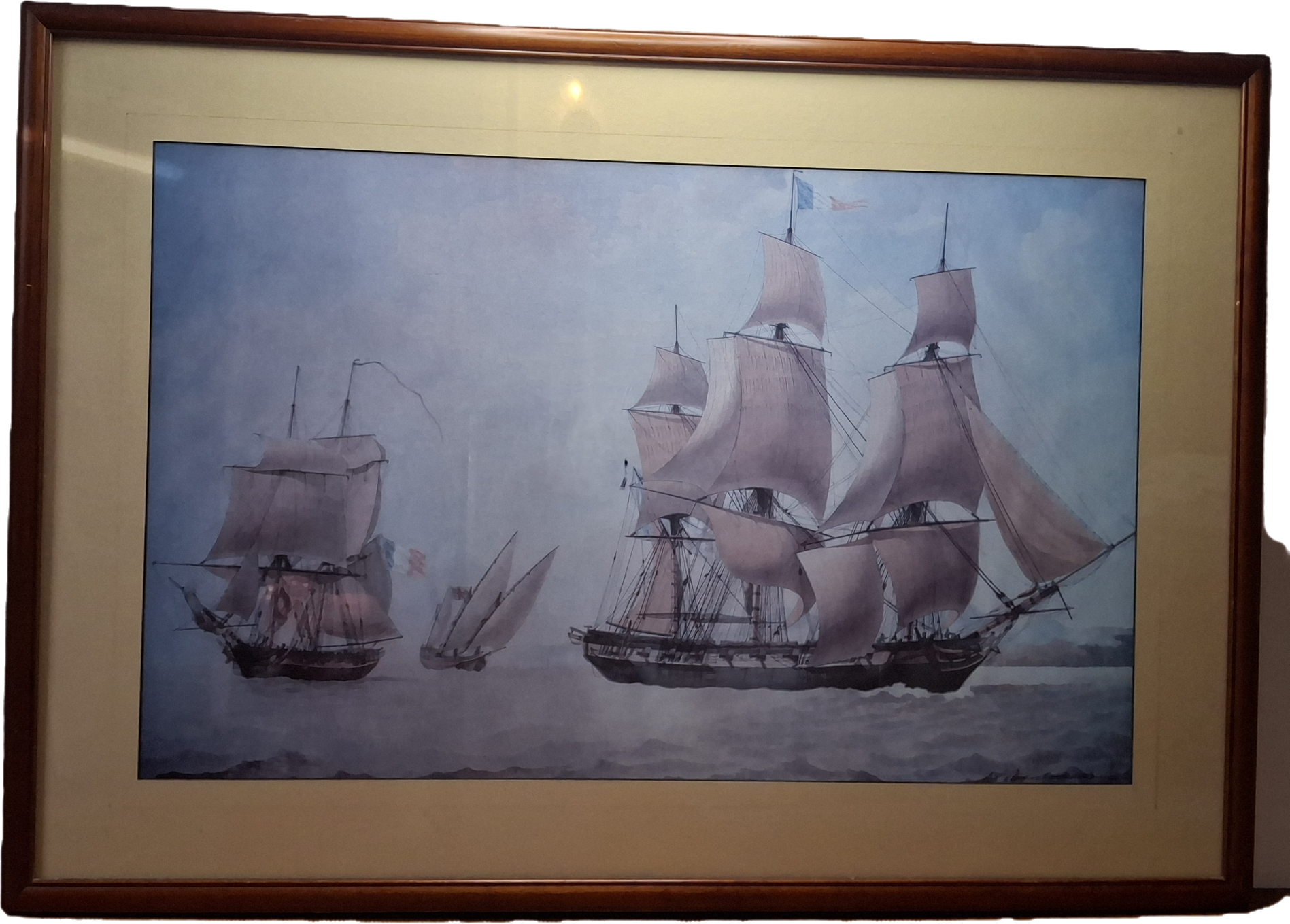 Antique 1889 Signed Maritime Ship Portrait Watercolor Sailing Ships Framed