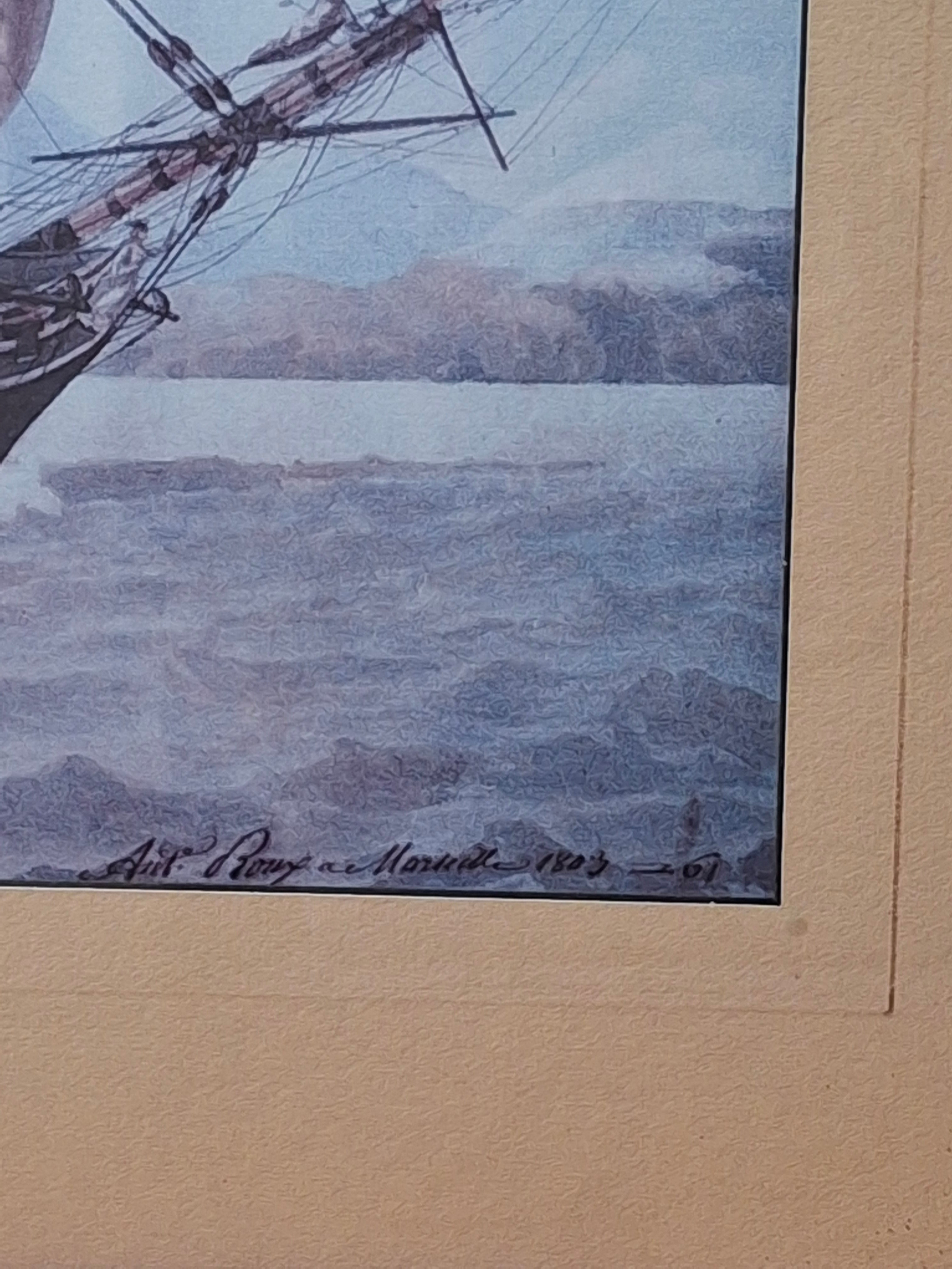 Antique 1889 Signed Maritime Ship Portrait Watercolor Sailing Ships Framed