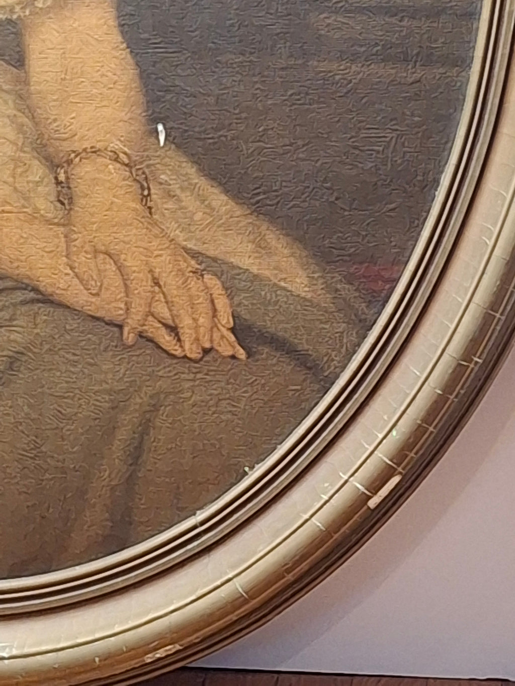 Victorian Oval Oil Portrait Painting - Young Woman Original Frame, As-Is