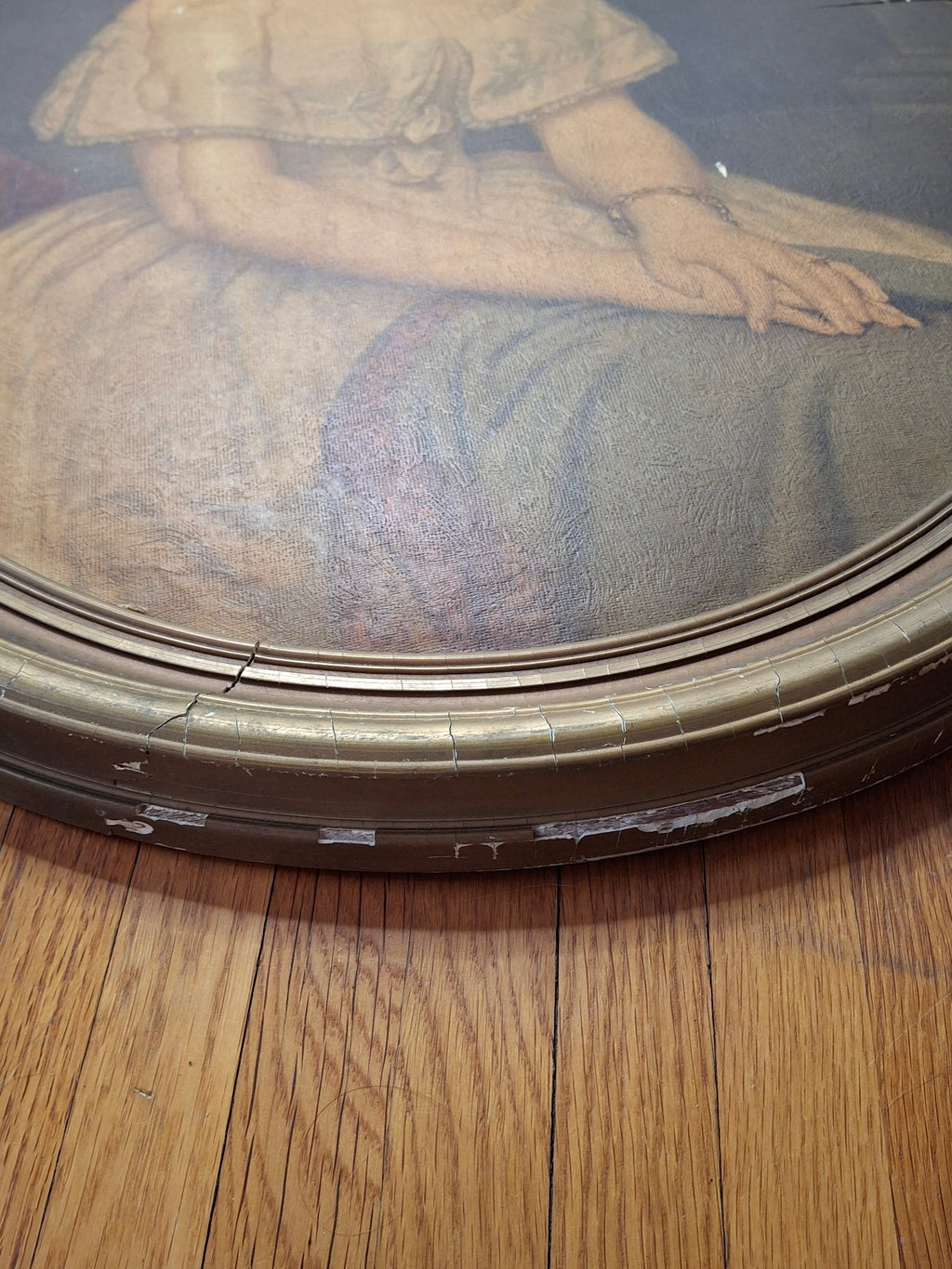 Victorian Oval Oil Portrait Painting - Young Woman Original Frame, As-Is