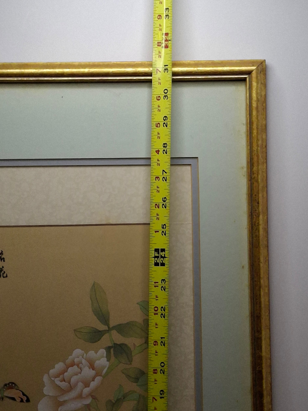 Chinese Republic Era Silk Painting: Peonies & Butterflies Calligraphy Red Seal