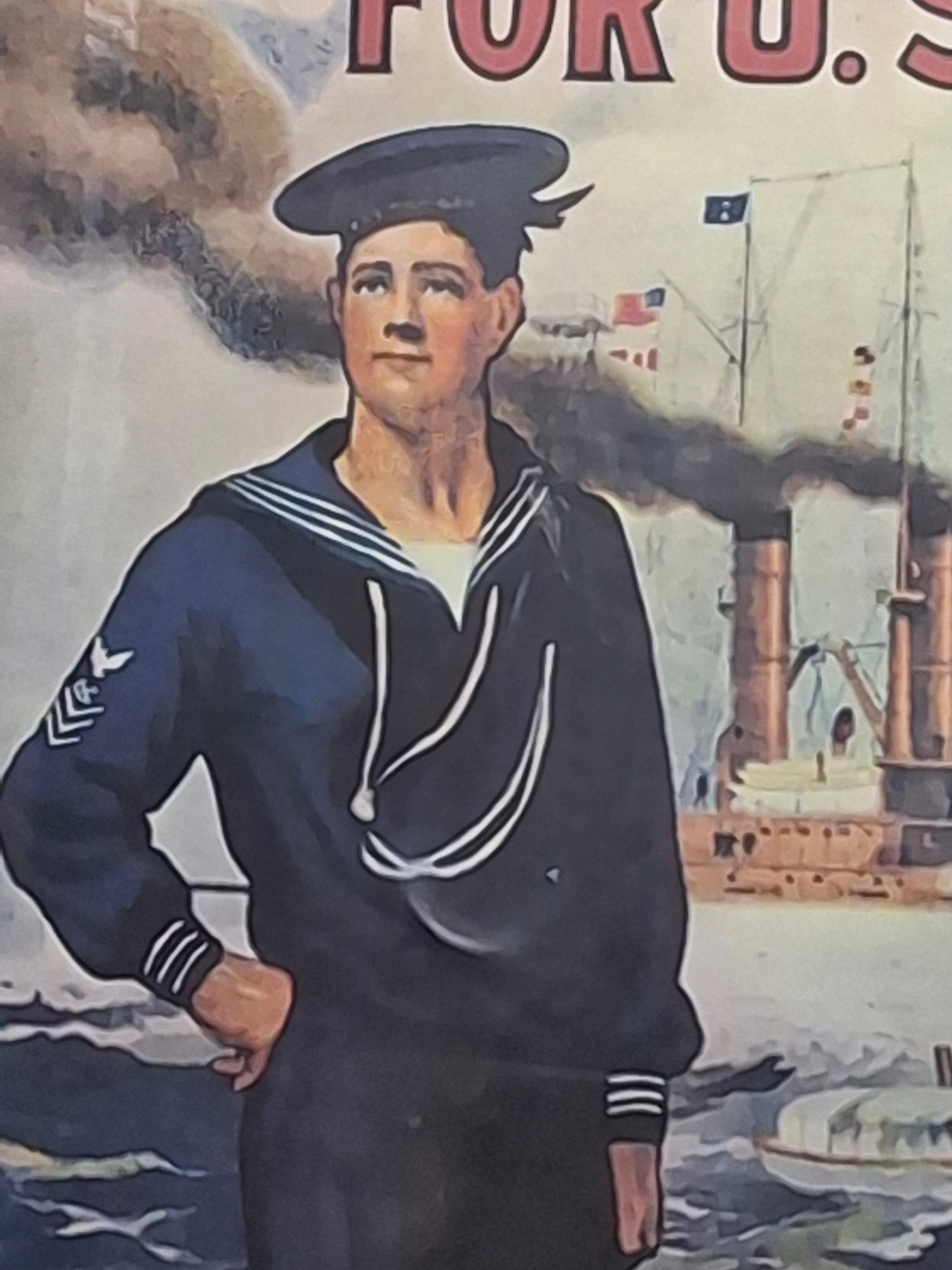 Reproduction WWI U.S. Navy Recruitment Poster - "Young Men Wanted for U.S. Navy"