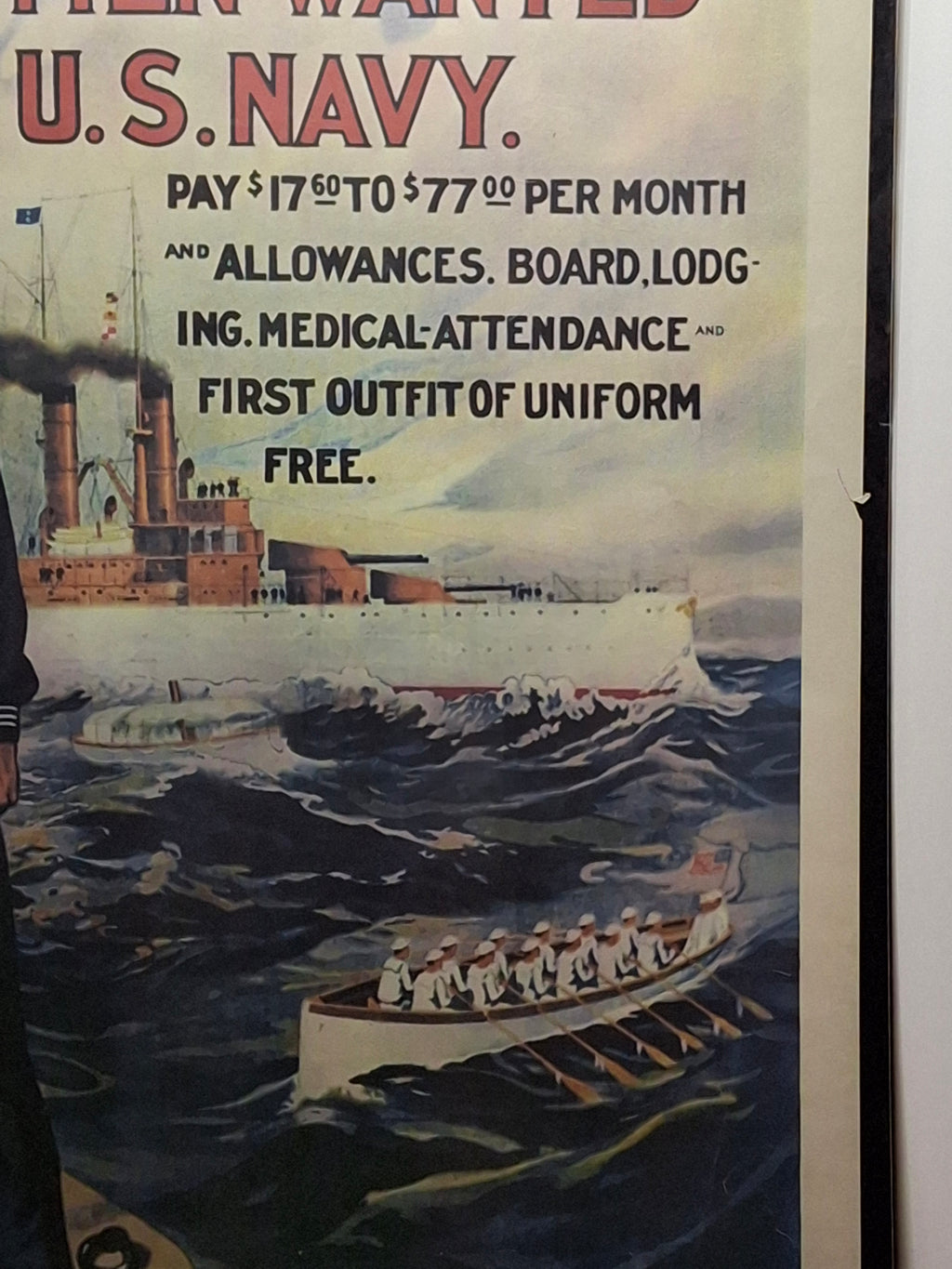 Reproduction WWI U.S. Navy Recruitment Poster - "Young Men Wanted for U.S. Navy"