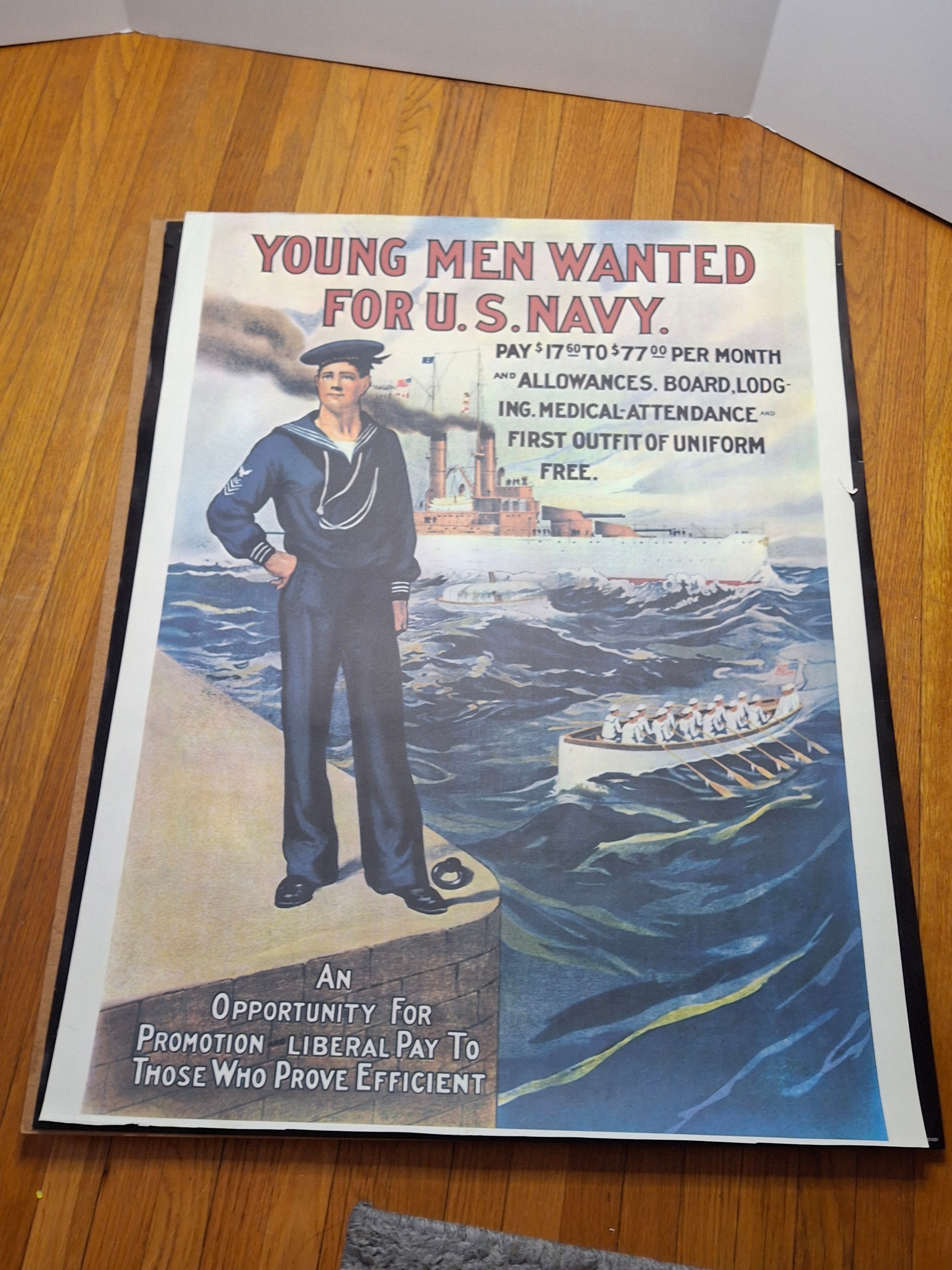 Reproduction WWI U.S. Navy Recruitment Poster - "Young Men Wanted for U.S. Navy"