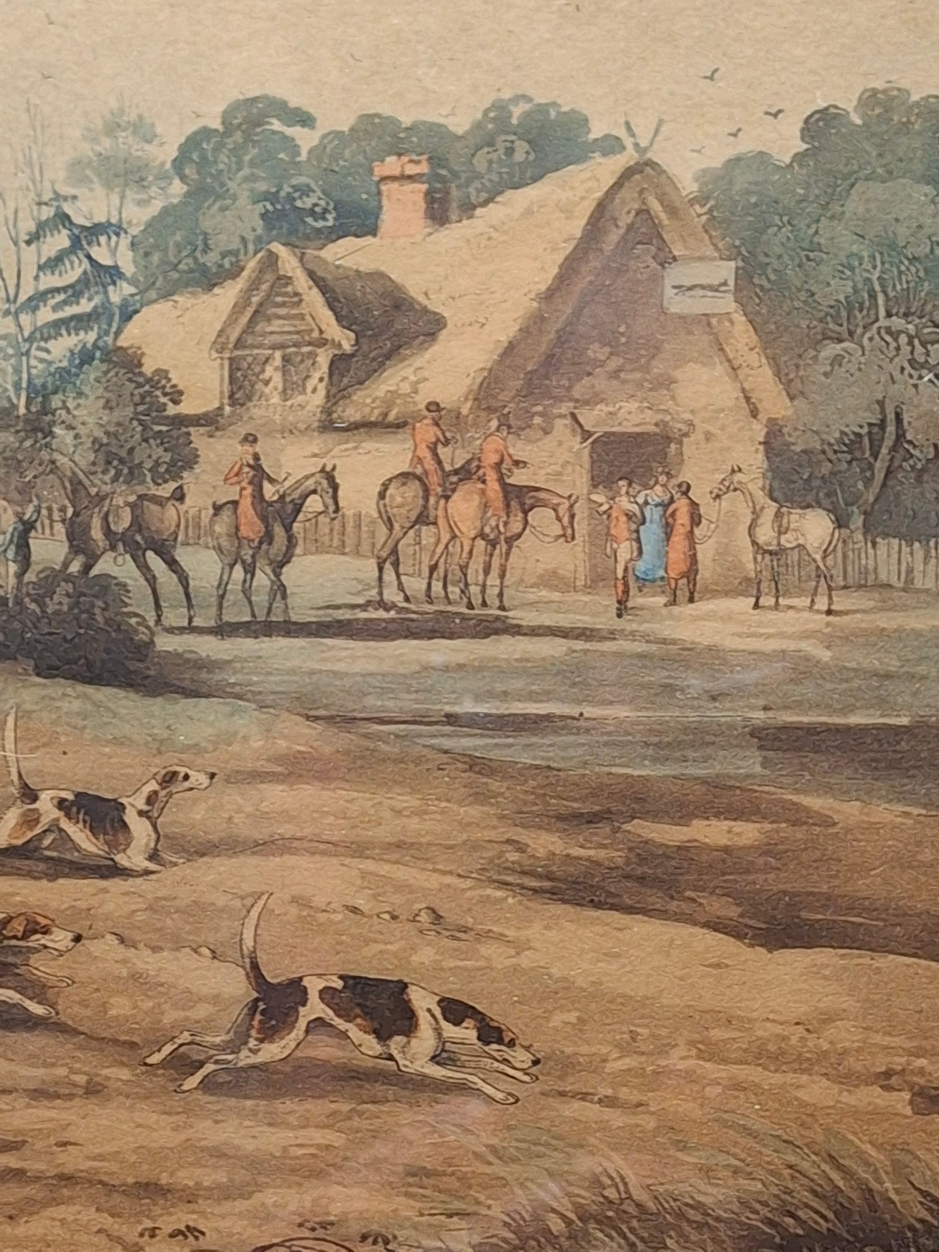 Antique 1821 Henry Alken "Going to Cover" Hand-Colored Aquatint Fox Hunting Engraving - Framed with Philip Suval Provenance