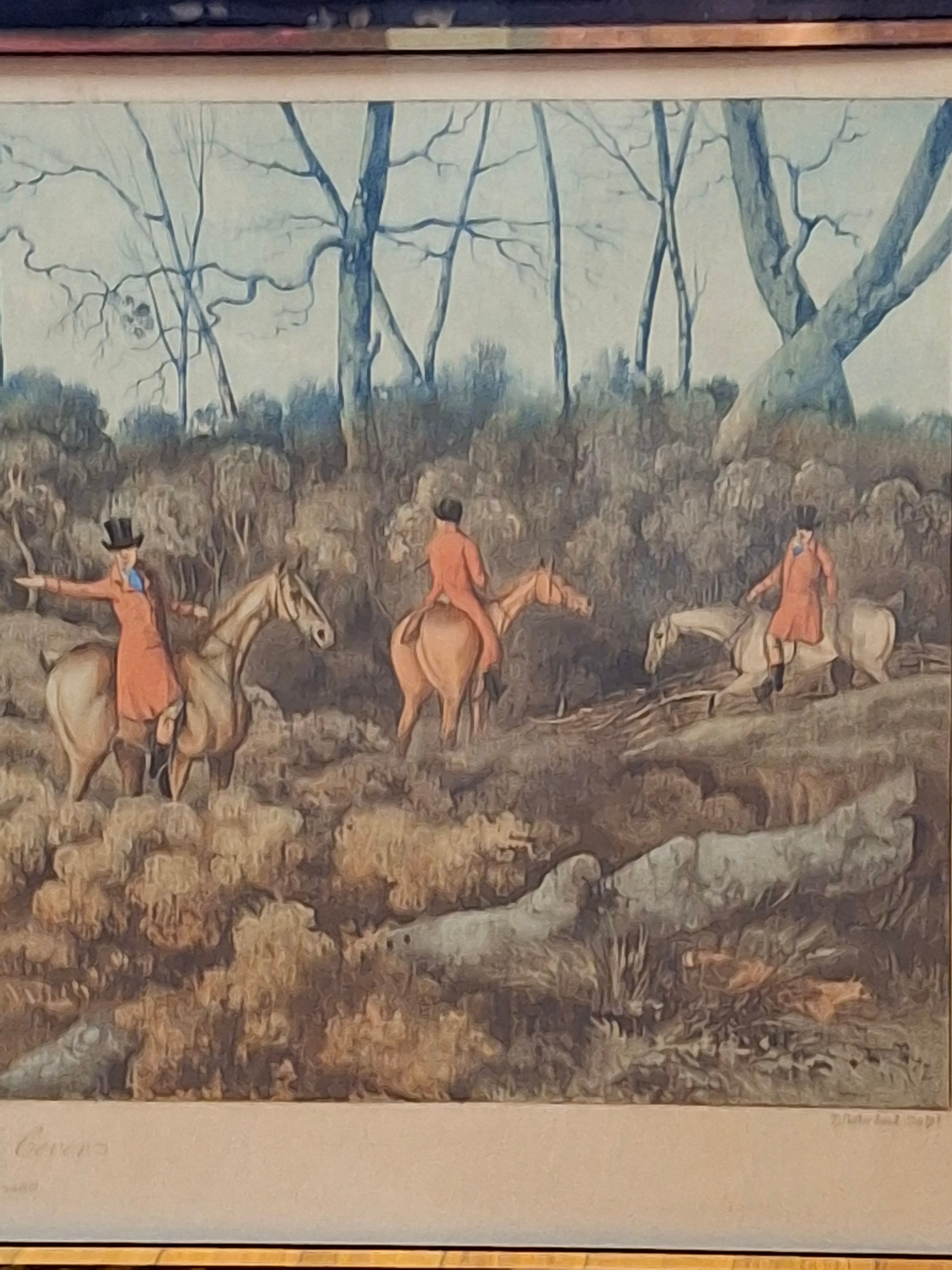 Antique 1821 Hand-Colored Aquatint Fox Hunting Engraving 'Breaking Cover' After Henry Alken, Engraved by T. Sutherland – Framed British Sporting Print
