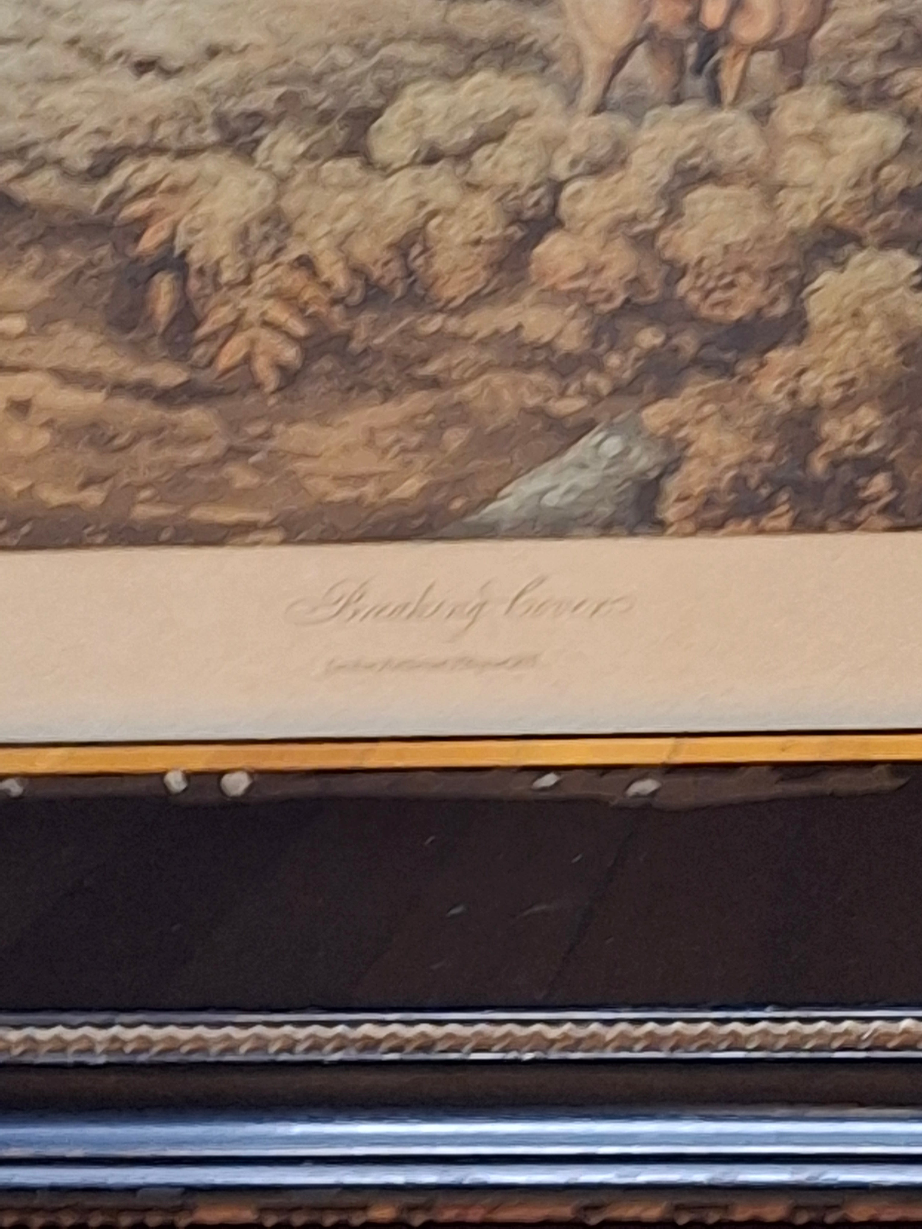 Antique 1821 Hand-Colored Aquatint Fox Hunting Engraving 'Breaking Cover' After Henry Alken, Engraved by T. Sutherland – Framed British Sporting Print