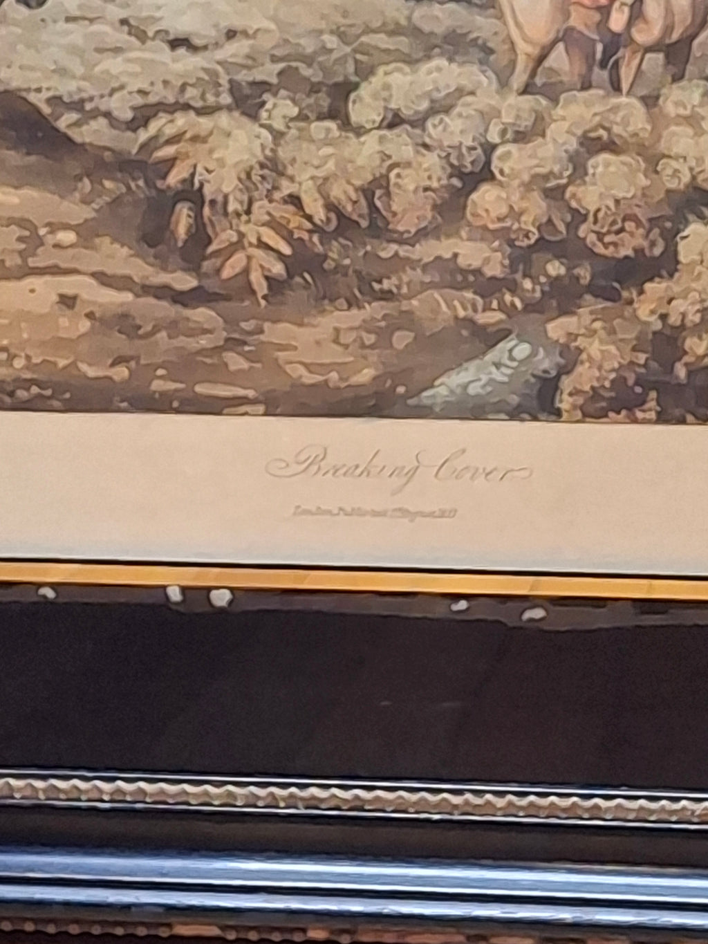 Antique 1821 Hand-Colored Aquatint Fox Hunting Engraving 'Breaking Cover' After Henry Alken, Engraved by T. Sutherland – Framed British Sporting Print