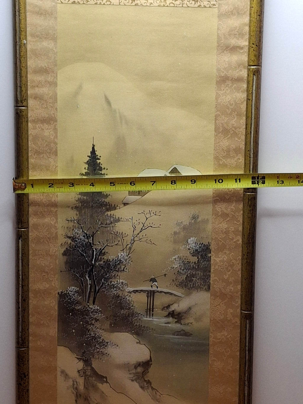 Mid-20th Century Japanese Four Seasons Silk Ink Wash Panels Set by Sanzo Wada - Signed Sanzō with Red Seals, Framed Bamboo Gilt (27" x 12" Each)