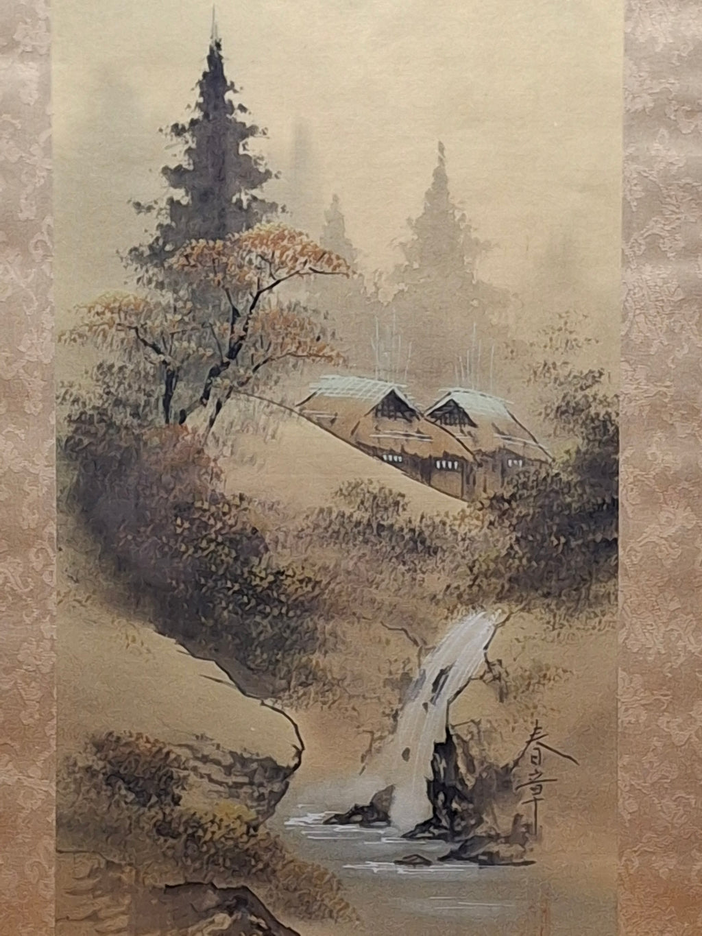 Mid-20th Century Japanese Four Seasons Silk Ink Wash Panels Set by Sanzo Wada - Signed Sanzō with Red Seals, Framed Bamboo Gilt (27" x 12" Each)