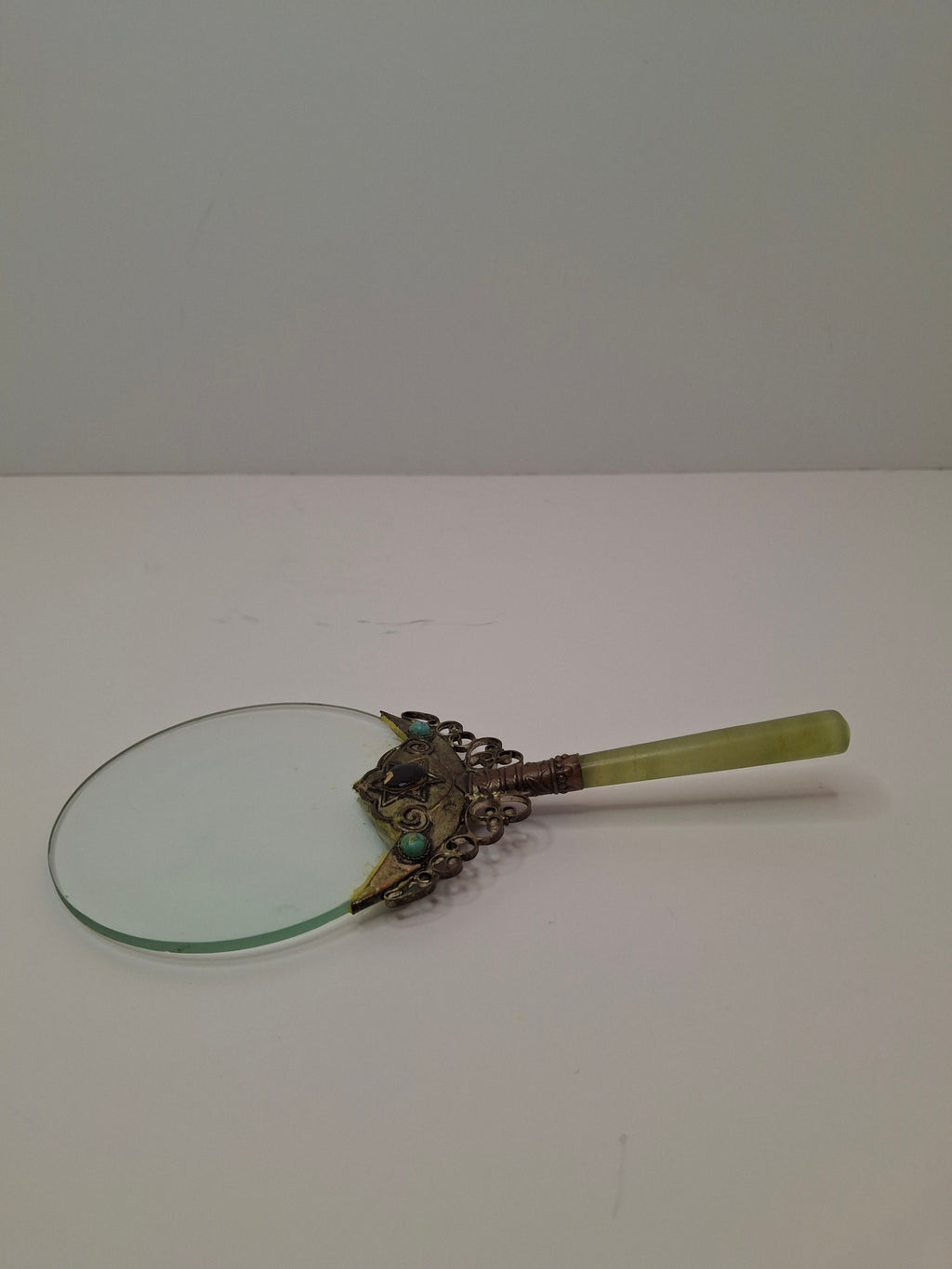 Israeli Star of David Magnifying Glass Jade Handle, Turquoise & Black Onyx Stone