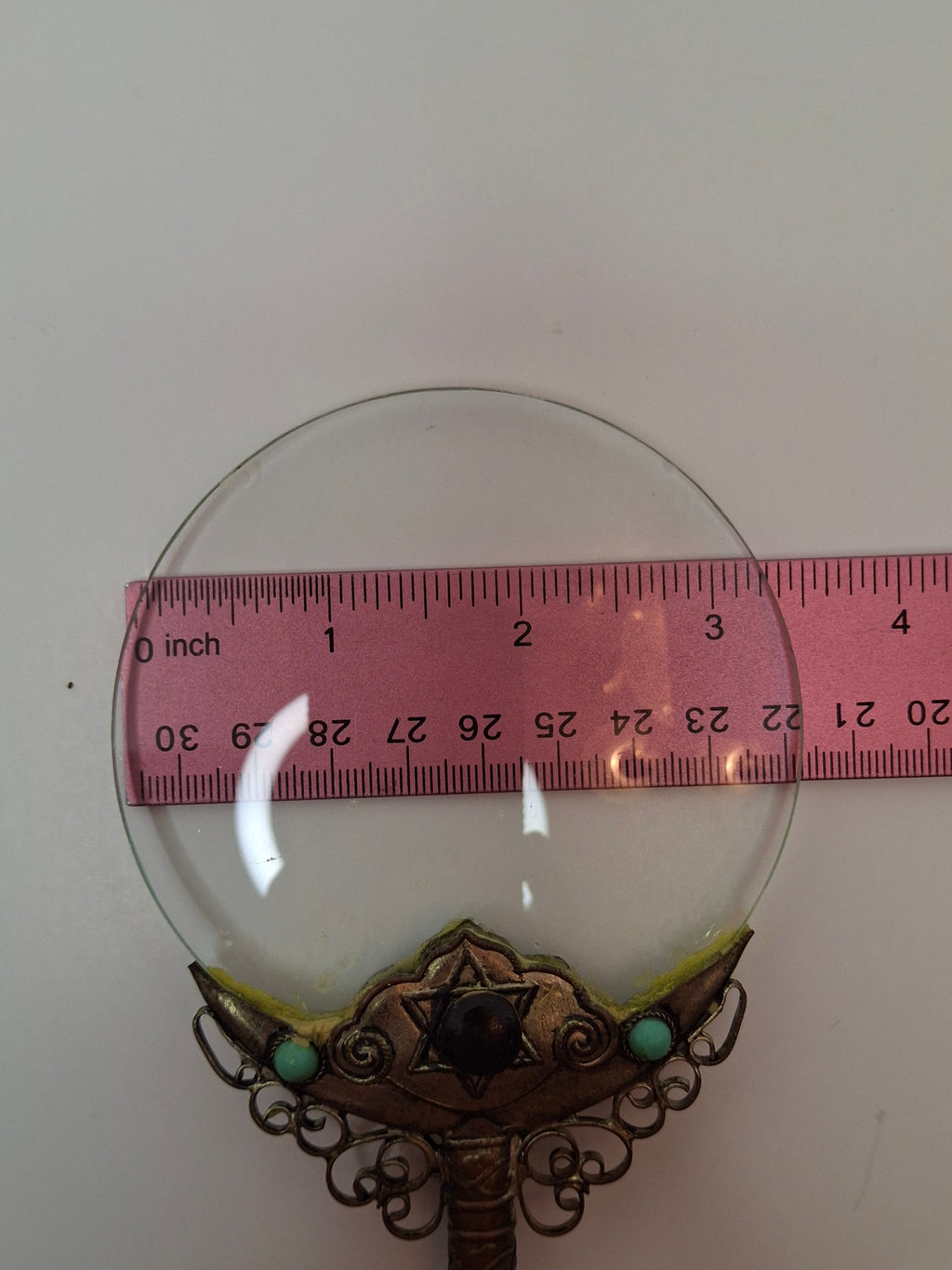 Israeli Star of David Magnifying Glass Jade Handle, Turquoise & Black Onyx Stone