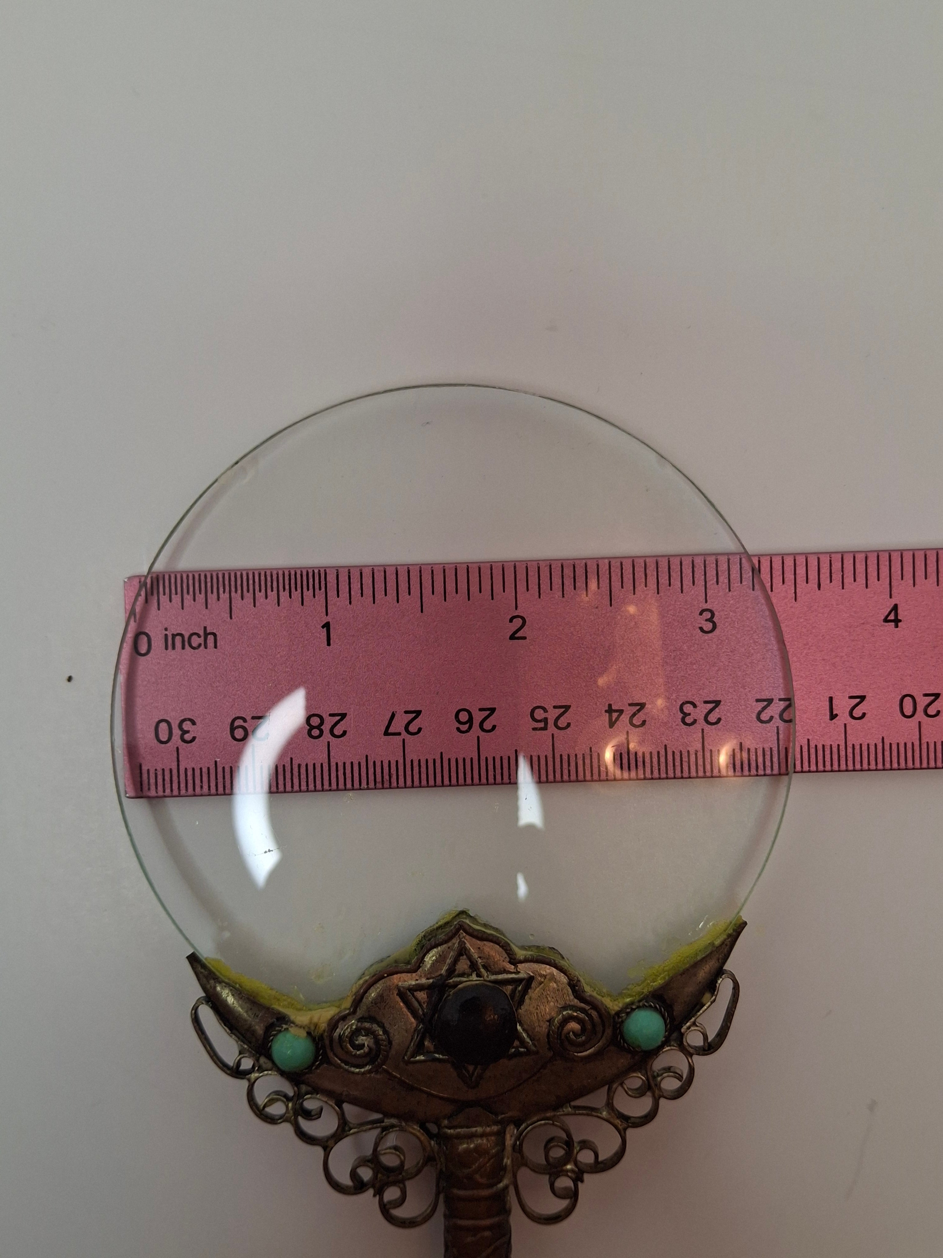 Israeli Star of David Magnifying Glass Jade Handle, Turquoise & Black Onyx Stone
