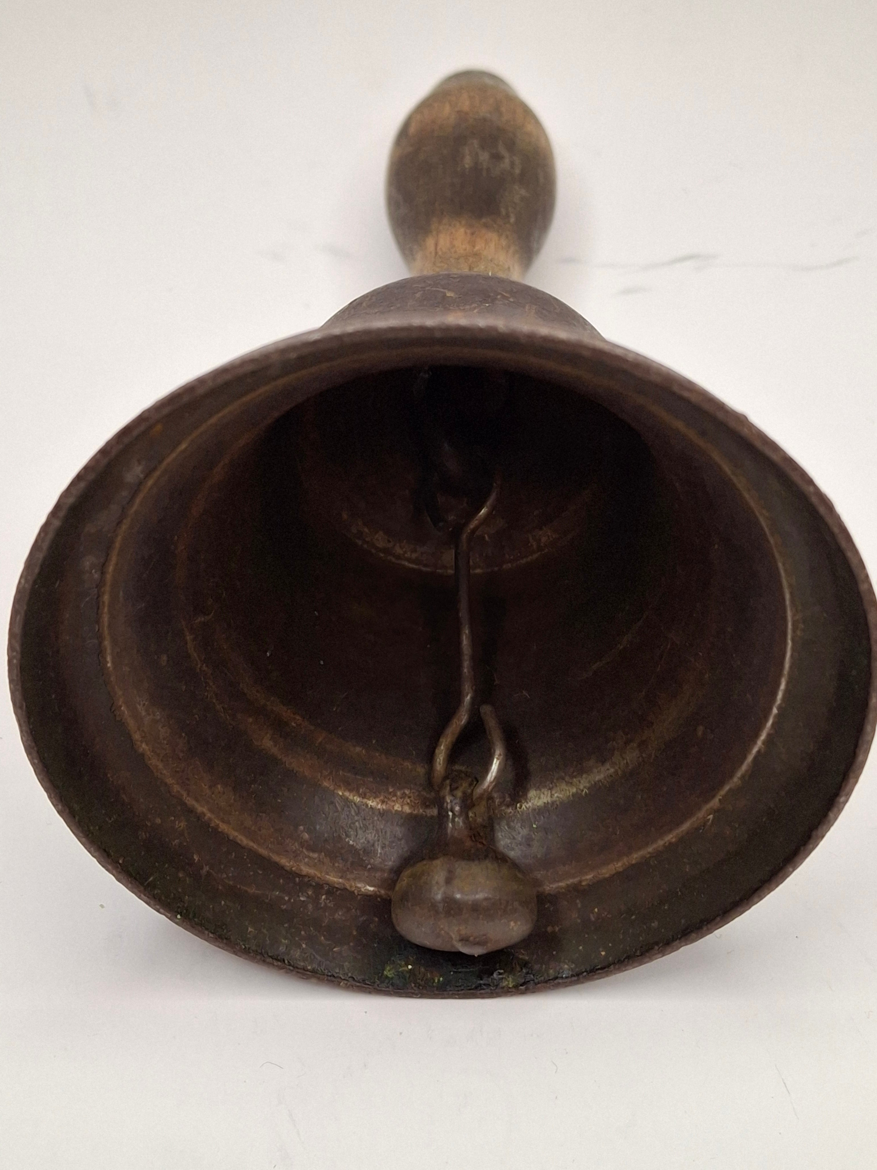 Late 19th Century Brass Hand Bell with Turned Wooden Handle - School/Dinner Bell