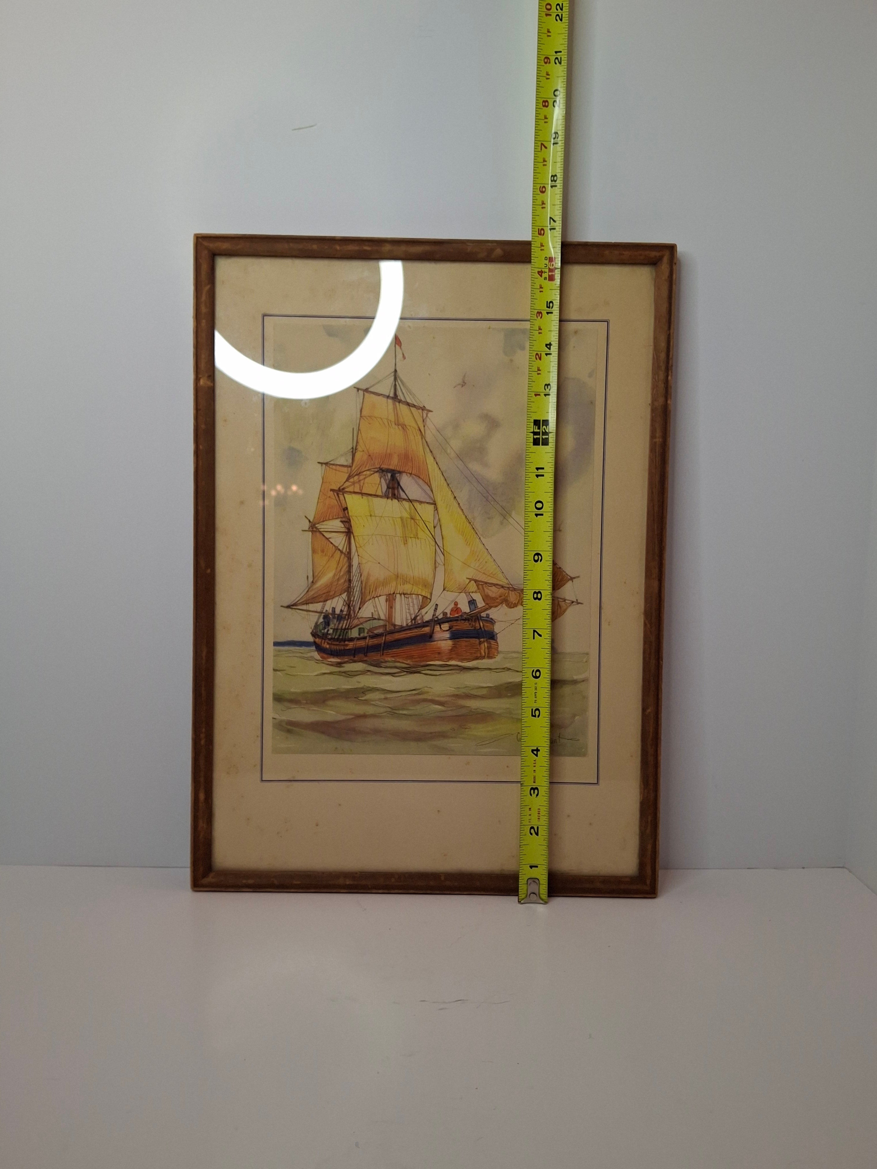 Gordon Grant Signed Lithograph "The Shadow of the Dock" 1947 AAA Marine Art