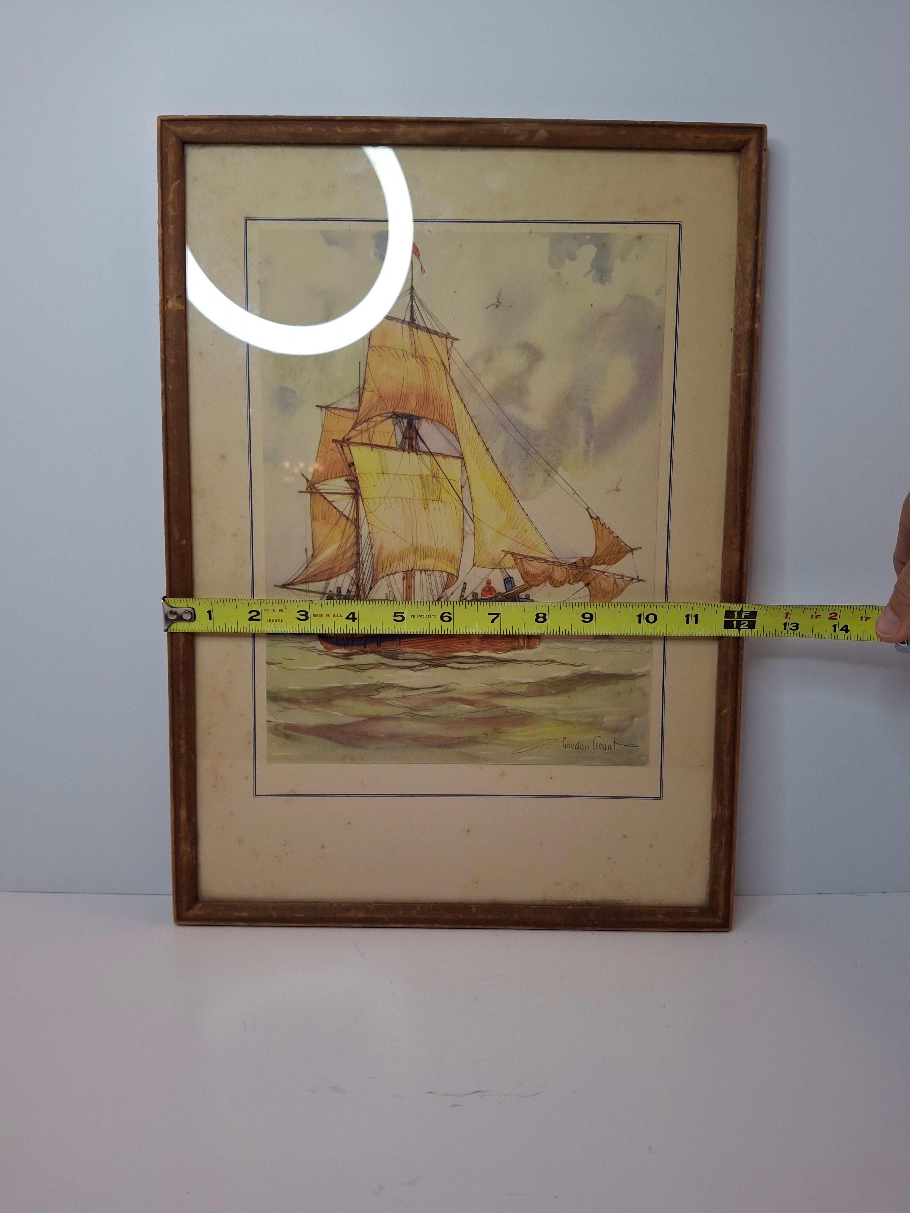 Gordon Grant Signed Lithograph "The Shadow of the Dock" 1947 AAA Marine Art