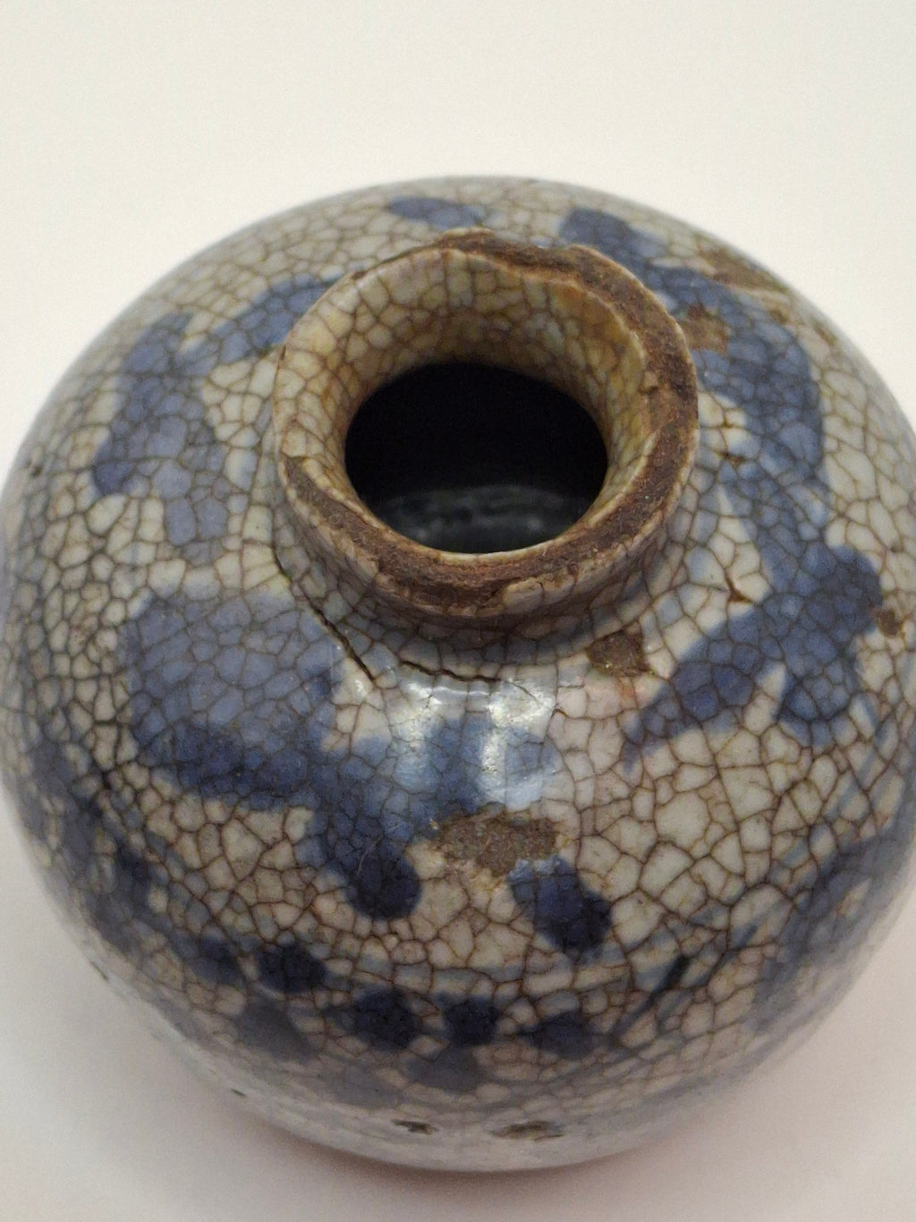 Pair of Antique Chinese Blue and White Crackle Glaze Porcelain Snuff Bottles