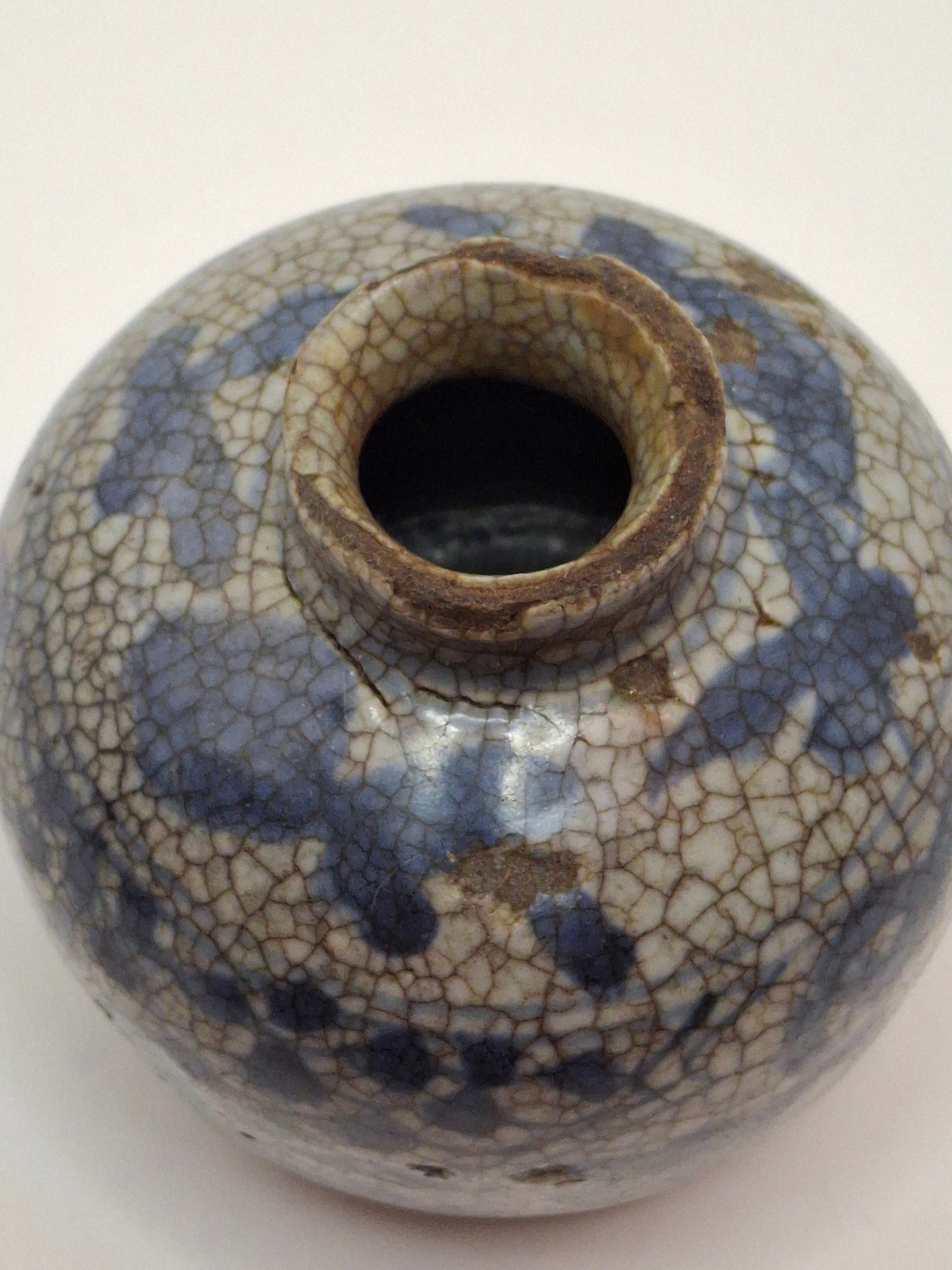 Pair of Antique Chinese Blue and White Crackle Glaze Porcelain Snuff Bottles