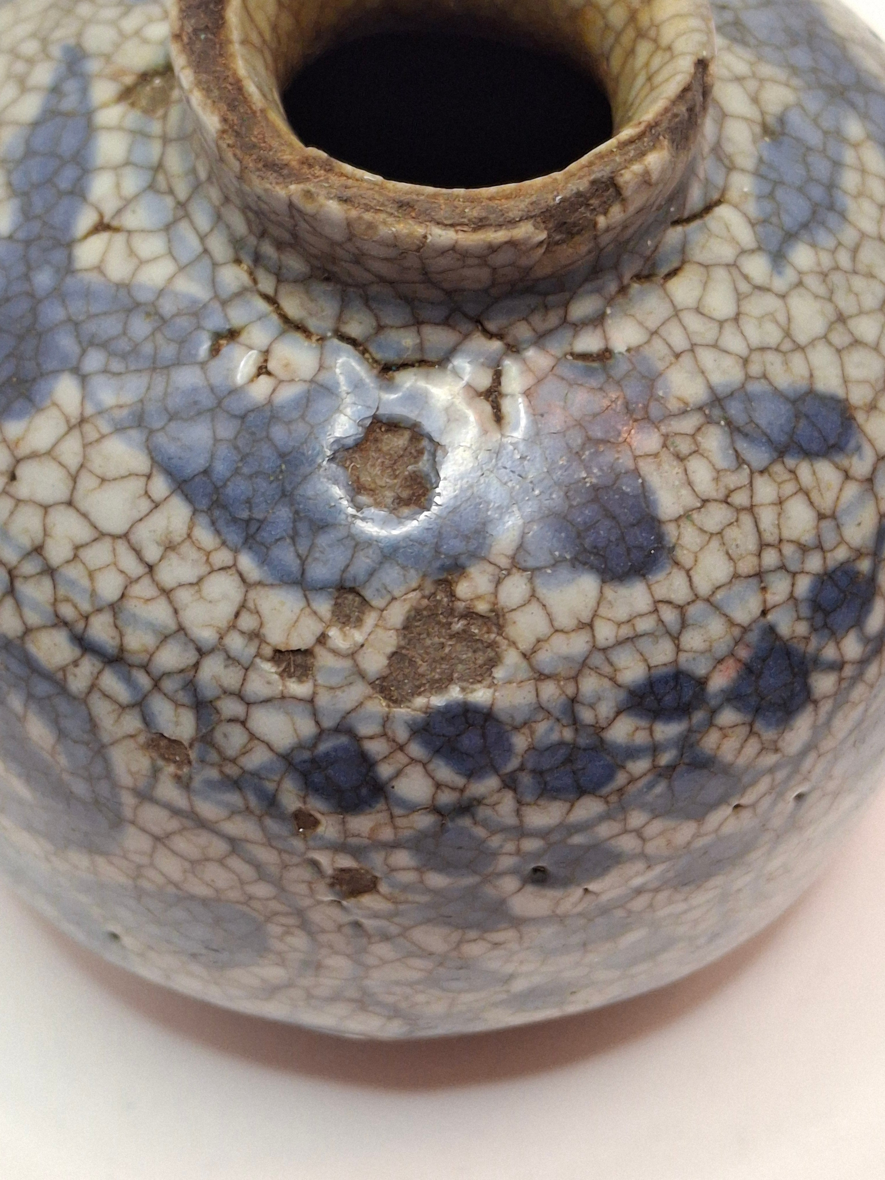 Pair of Antique Chinese Blue and White Crackle Glaze Porcelain Snuff Bottles