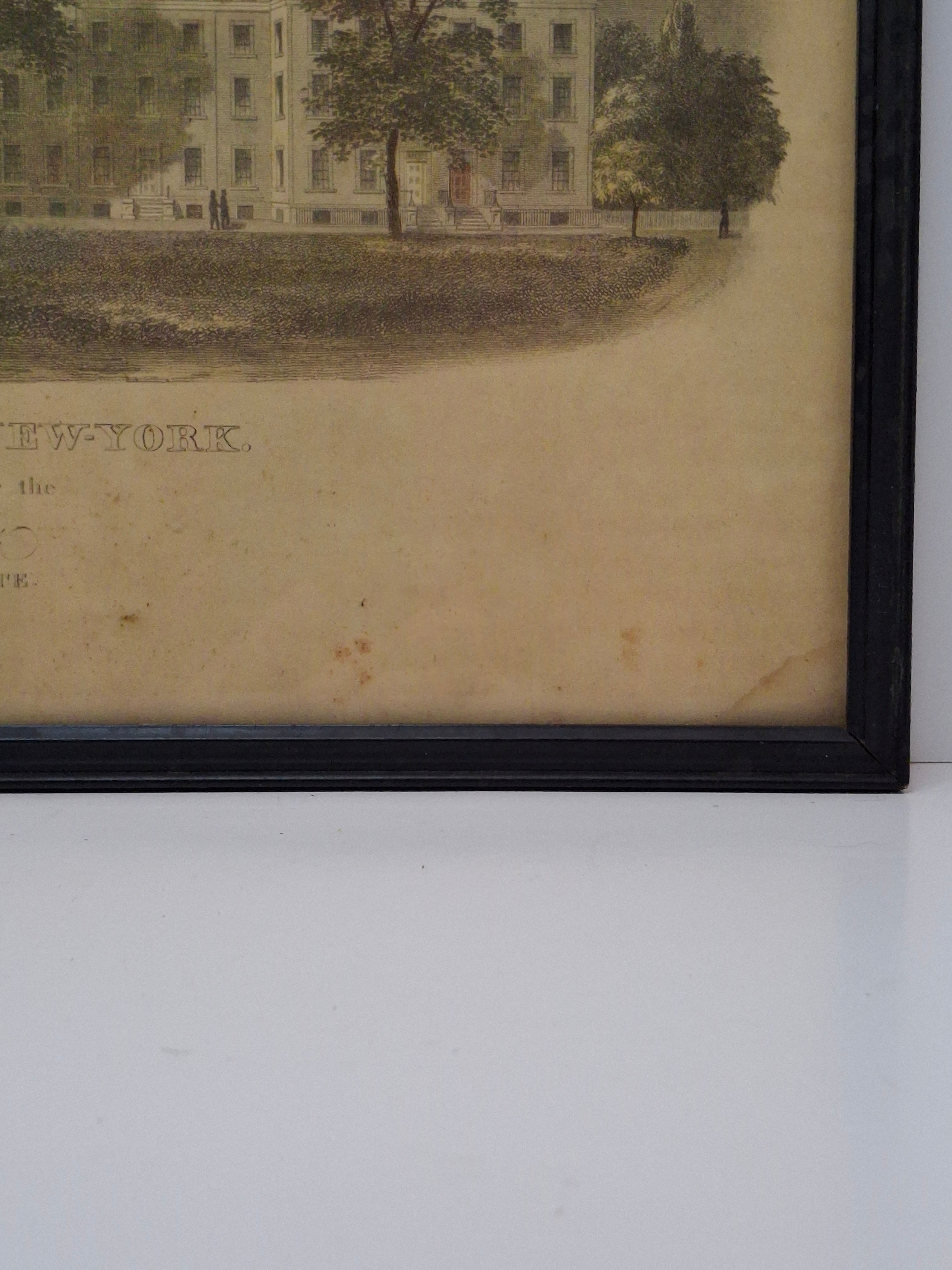 RARE 1828 Original Engraving 'Columbia College, New York' - A.J. Davis, V. Balch