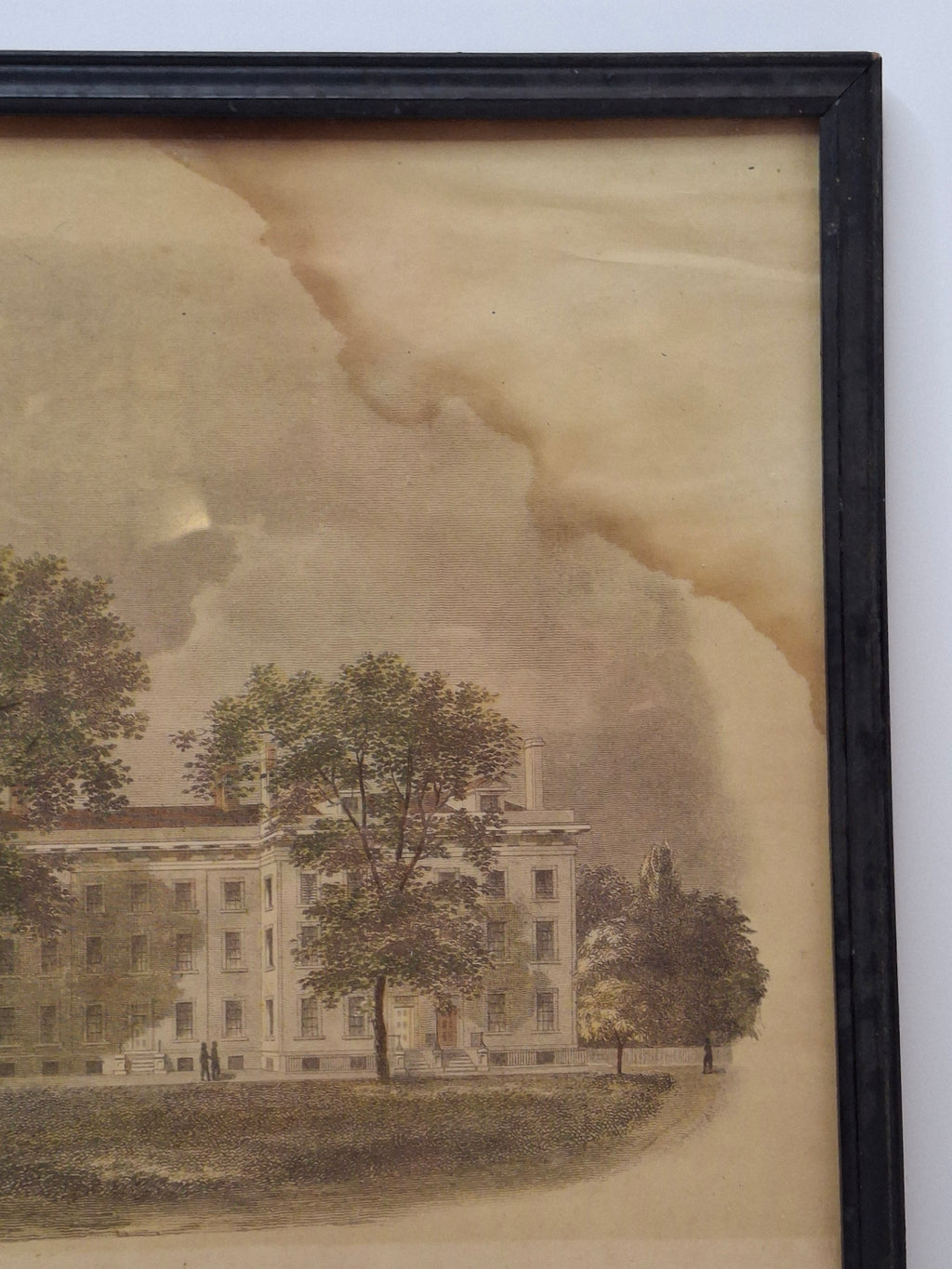 RARE 1828 Original Engraving 'Columbia College, New York' - A.J. Davis, V. Balch