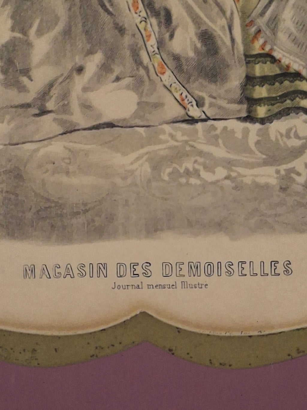 "Pair Antique French Fashion Plates 1860s Le Follet & Magasin des Demoiselles Framed  "