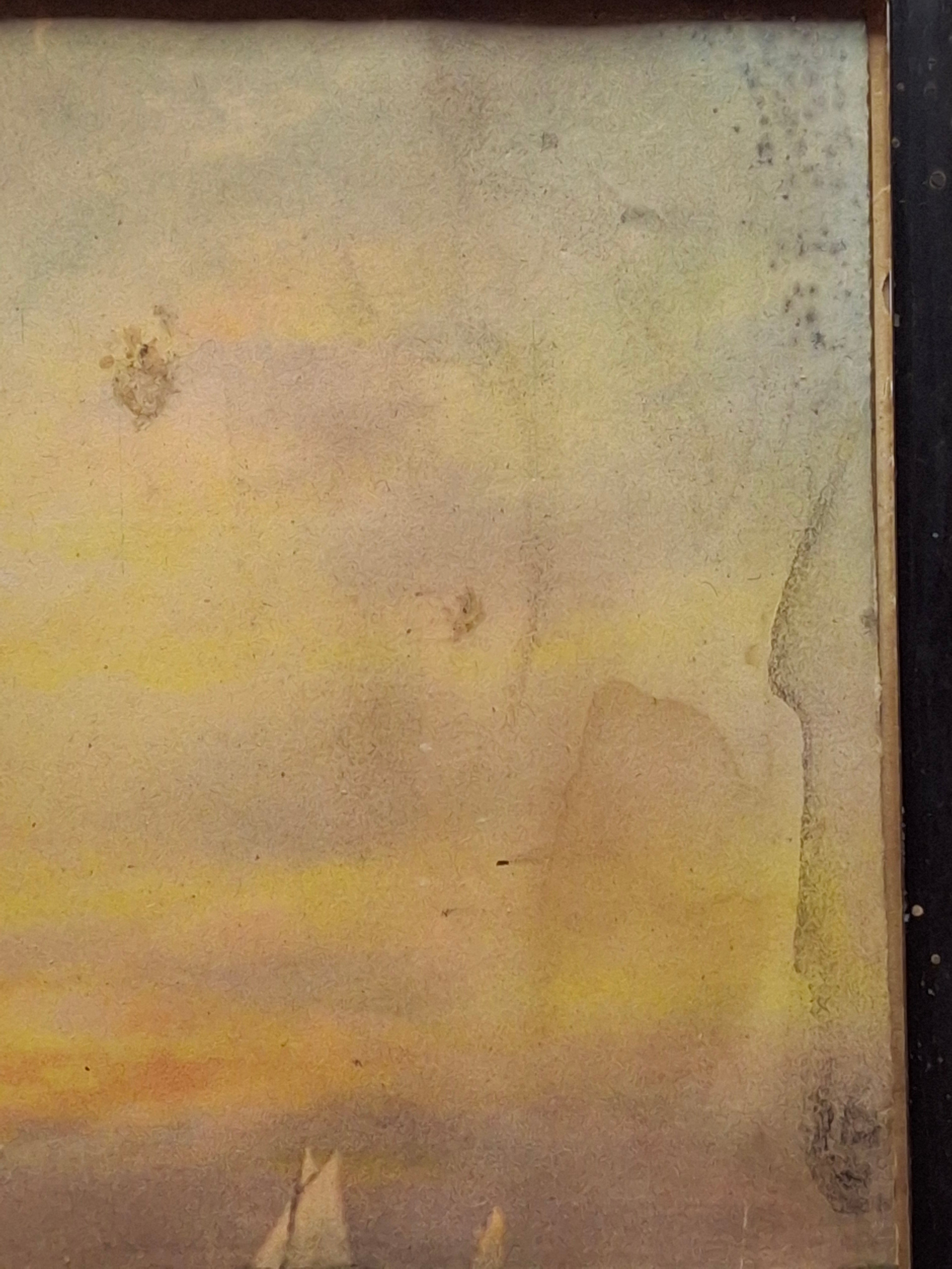 Vintage 1929 Chromolithograph "In Full Sail" Nautical Ship Print by F.J. Offermann Art Works - Framed Sea Scene