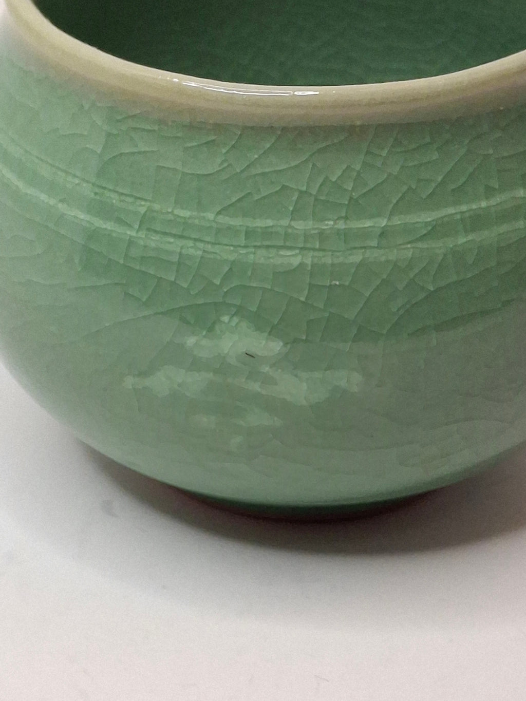 Mid-Century Korean Celadon Vase Goryeo Style Crackle Glaze Flying Crane Design