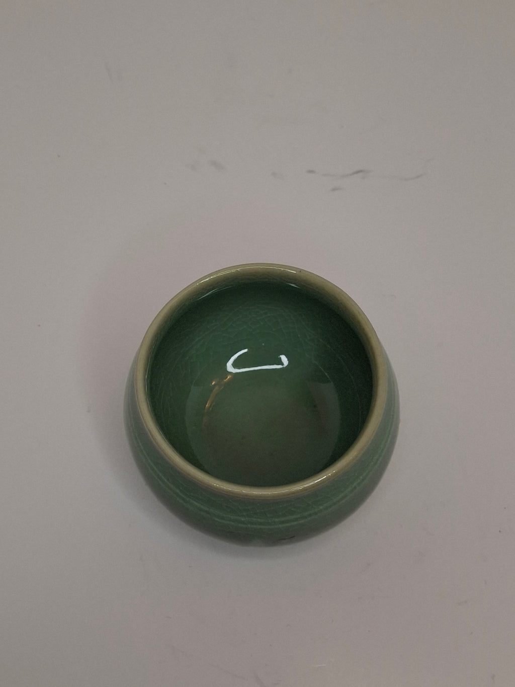 Mid-Century Korean Celadon Vase Goryeo Style Crackle Glaze Flying Crane Design