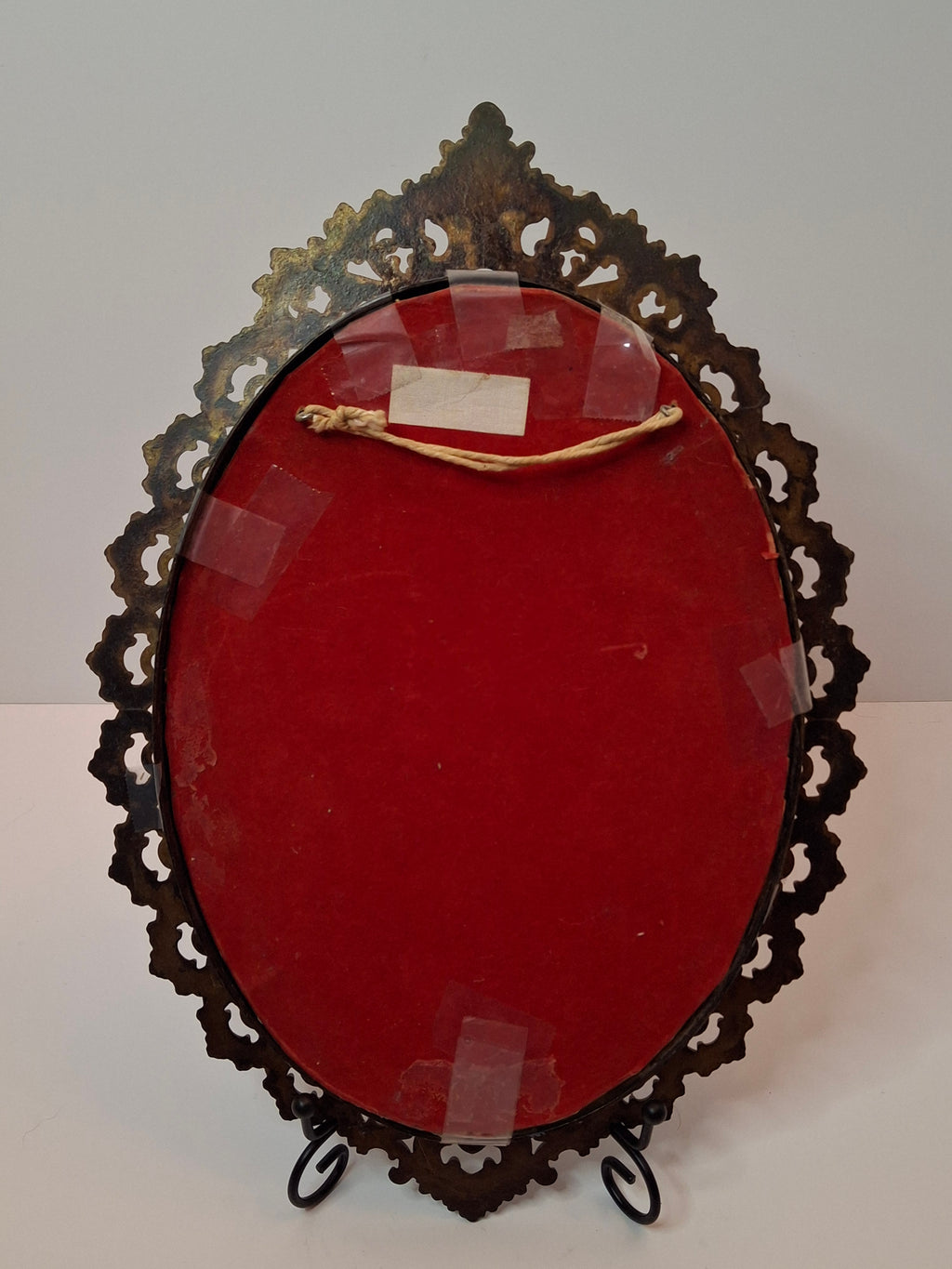 Vintage Hollywood Regency Portrait Miniature Marie Antoinette Style Ornate Gilt Brass Frame 12.5"