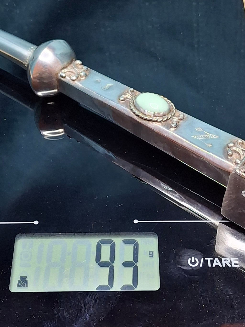 Rare Museum Quality Antique Warsaw Russian Empire Silver Torah Pointer (Yad) with Integrated Besamim Spice Box, Hallmarked 1878 by Assayer Josef Sosnkowski (OC), 84 Zolotniki, Warsaw Horse Head Mark