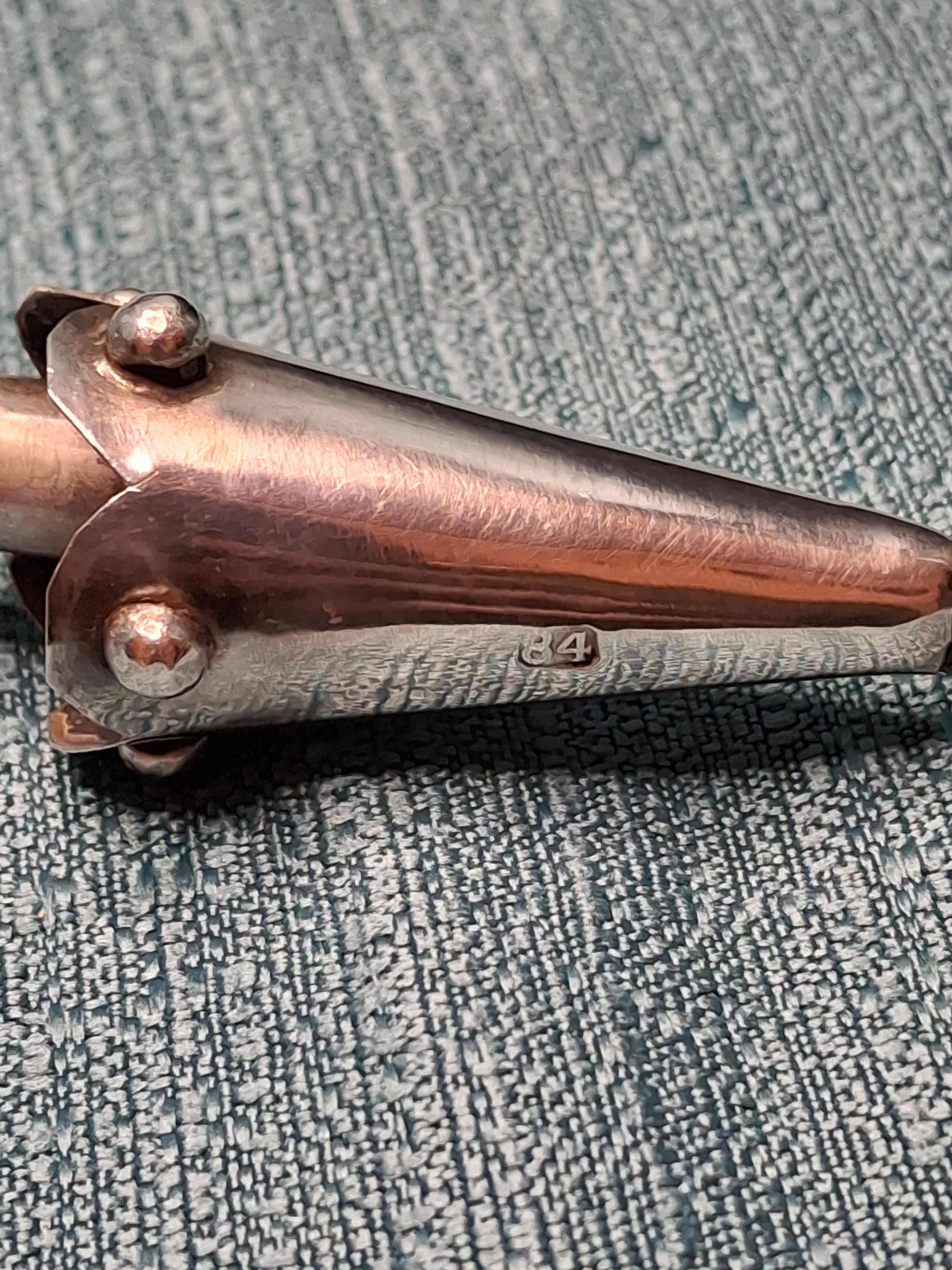 Rare Museum Quality Antique Warsaw Russian Empire Silver Torah Pointer (Yad) with Integrated Besamim Spice Box, Hallmarked 1878 by Assayer Josef Sosnkowski (OC), 84 Zolotniki, Warsaw Horse Head Mark