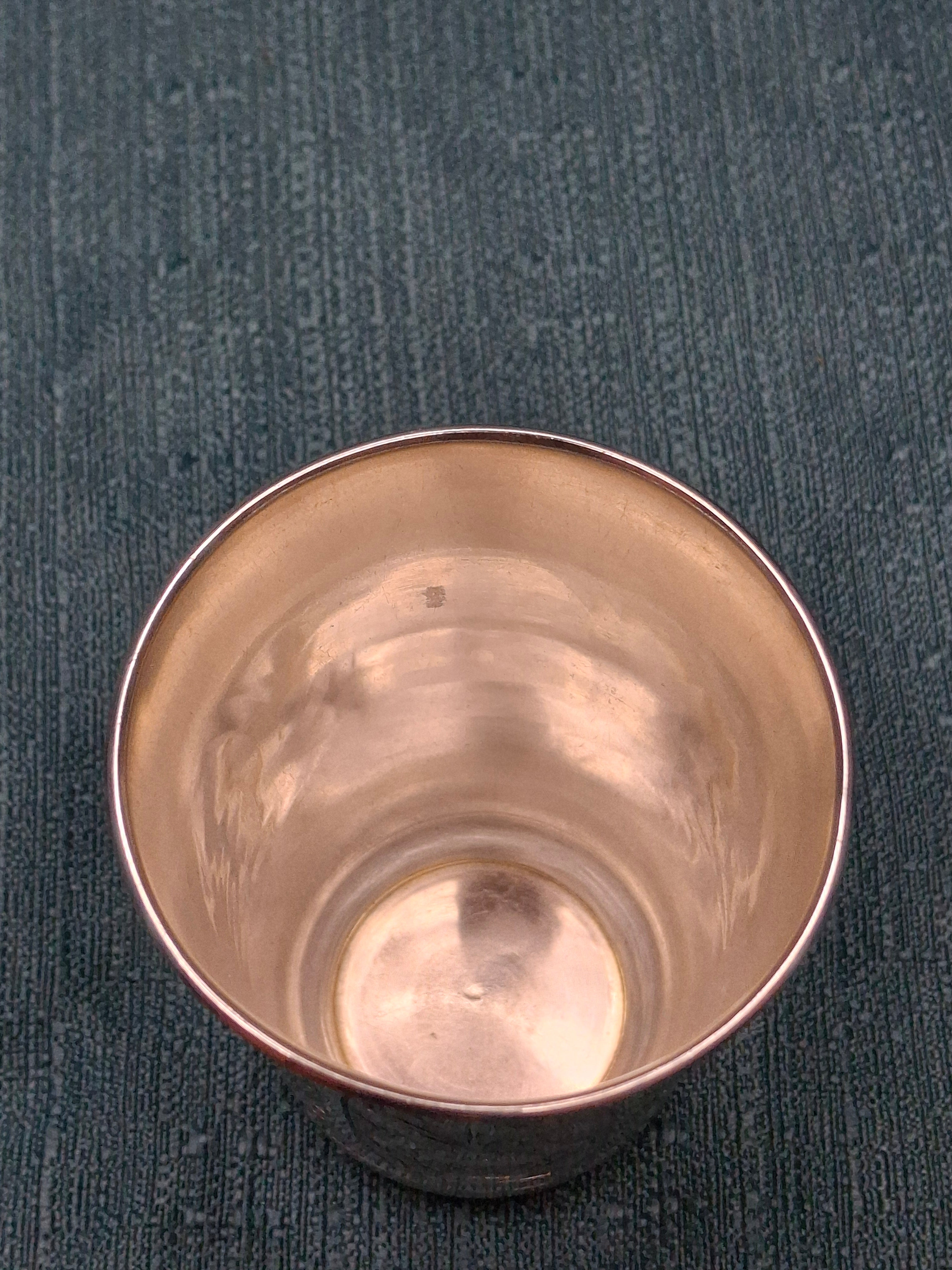 Antique Imperial Russian 84 Zolotnik Silver Kiddush Cup with Engraved Architectural and Floral Motifs, circa 1880-1889