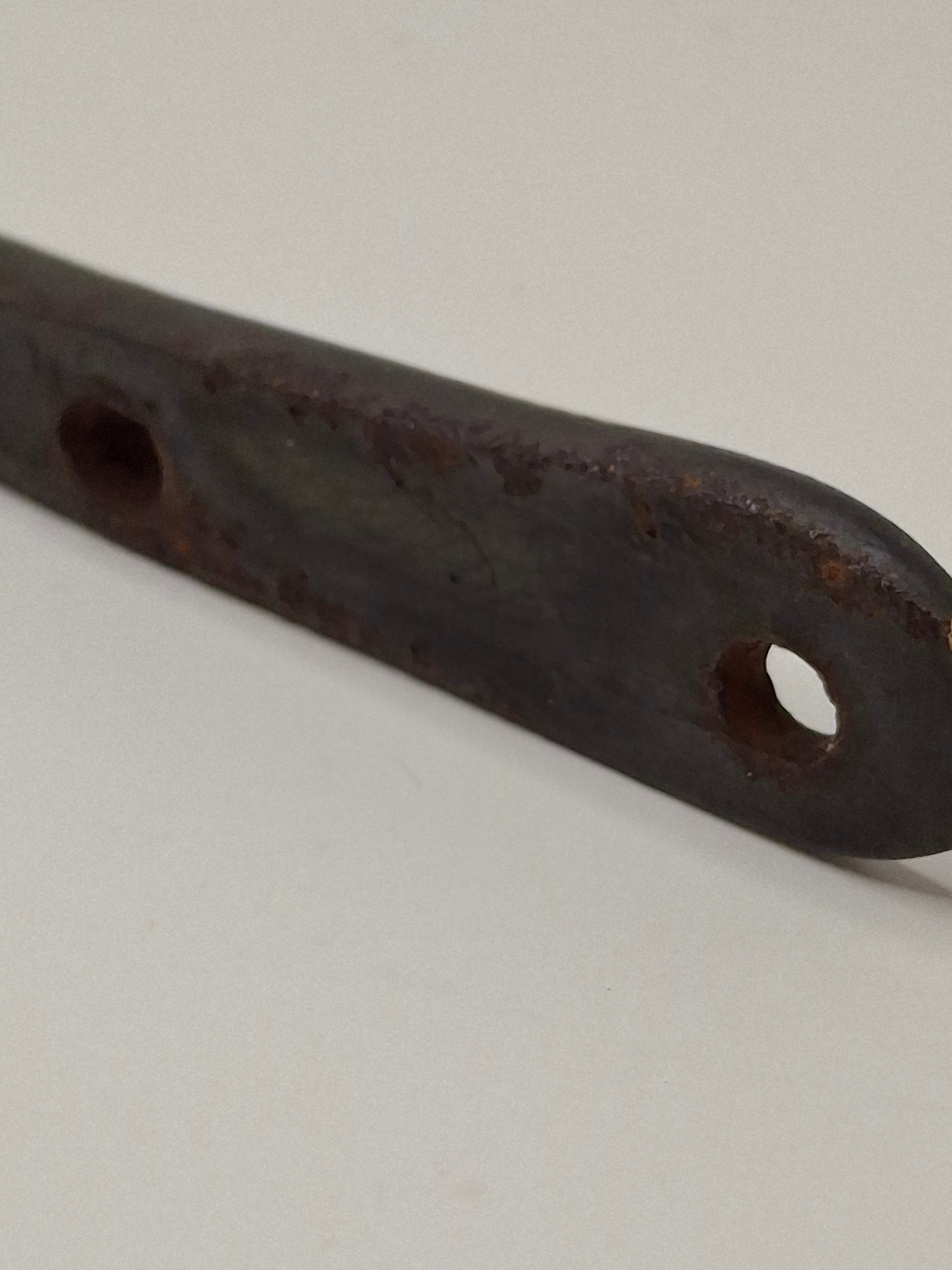 Antique 18th-19th Century Hand-Forged Wrought Iron Betty Lamp Hanger Spike Hook