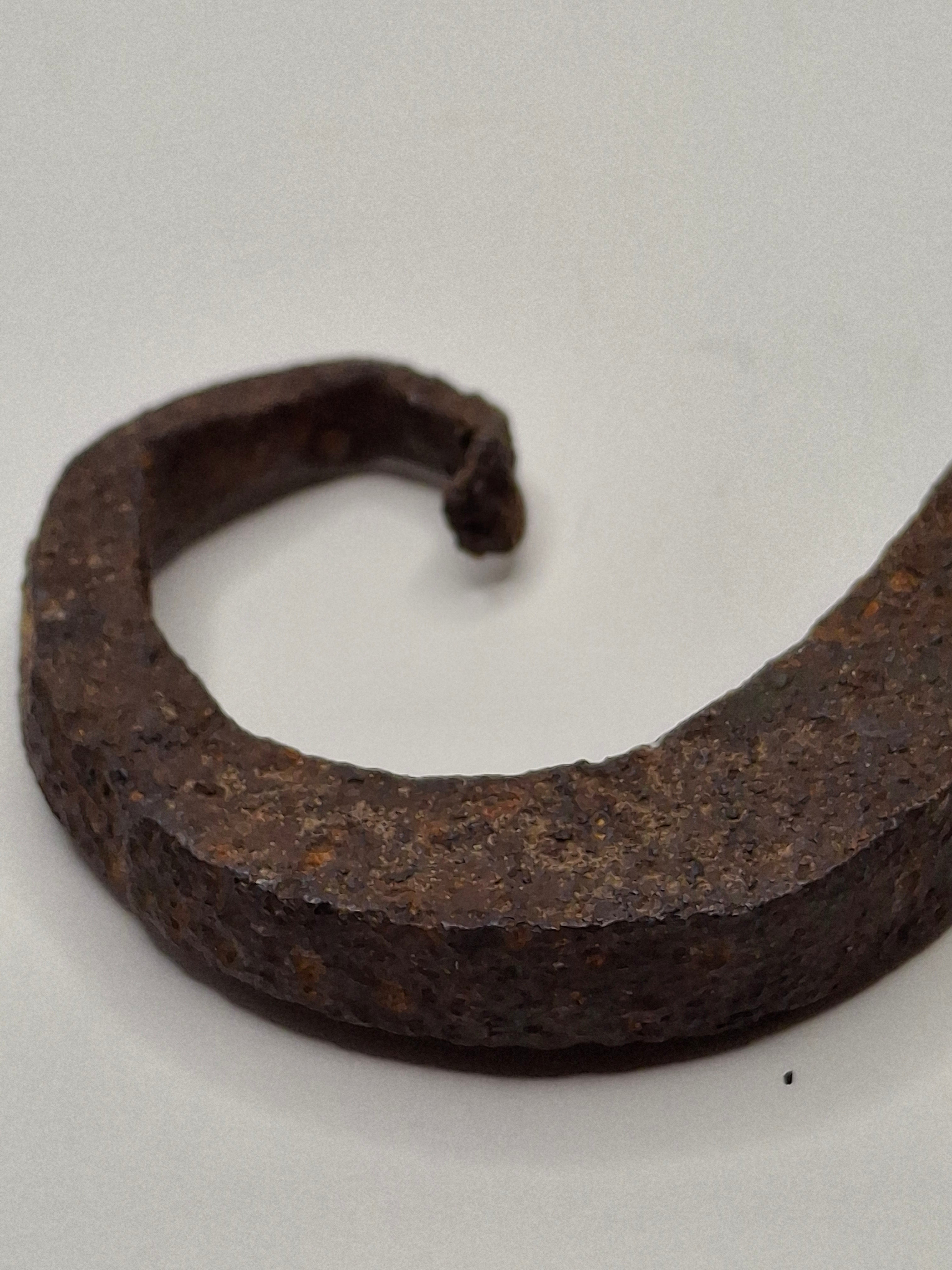 Antique 18th-19th Century Hand-Forged Wrought Iron Betty Lamp Hanger Spike Hook