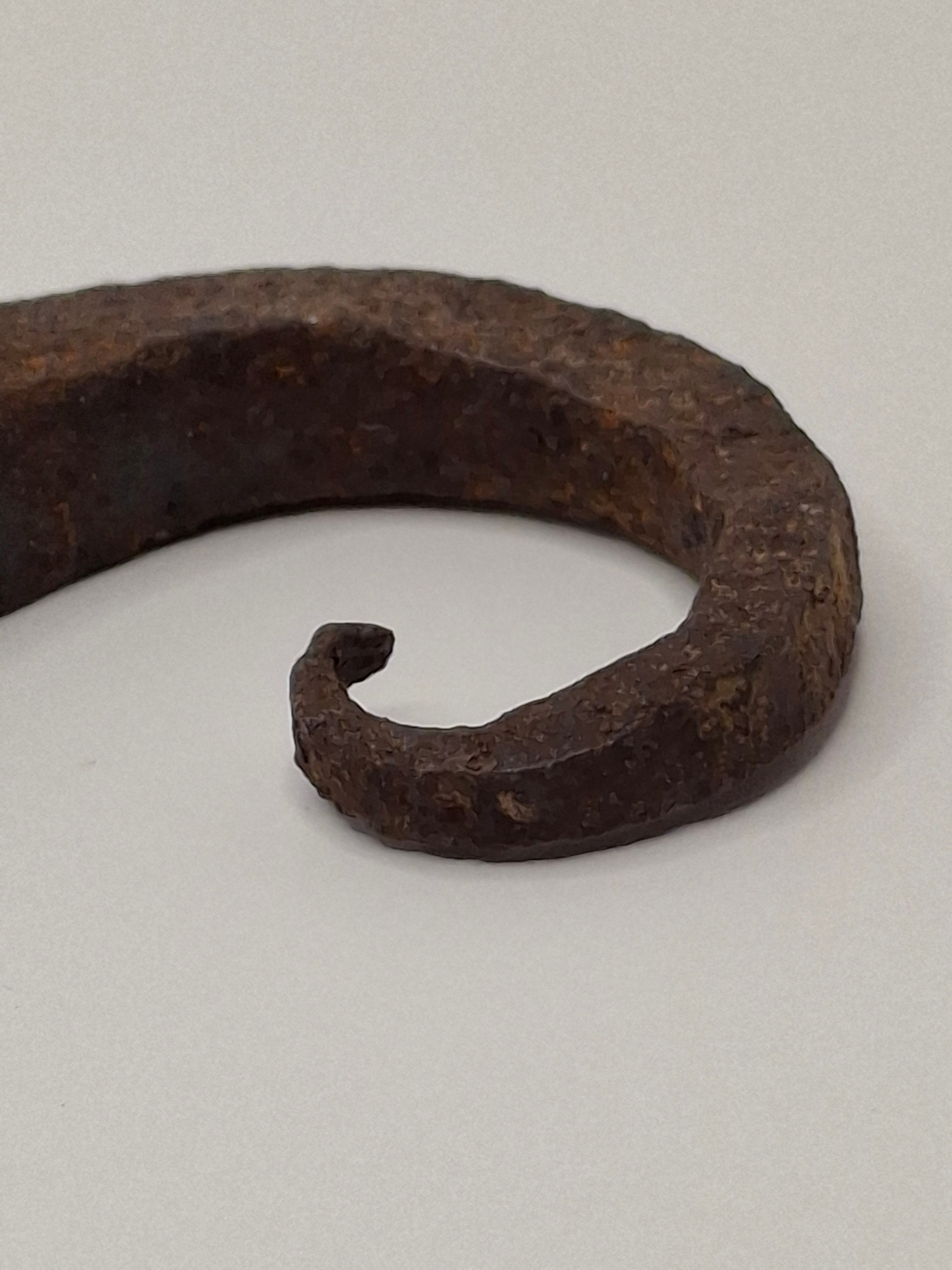 Antique 18th-19th Century Hand-Forged Wrought Iron Betty Lamp Hanger Spike Hook