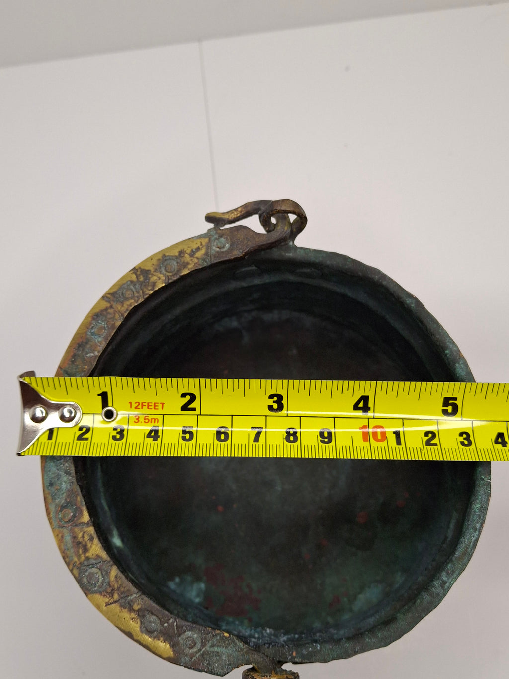 19th C Hand-Hammered Copper Pot or Melting Cauldron w/ Wrought Iron Handle