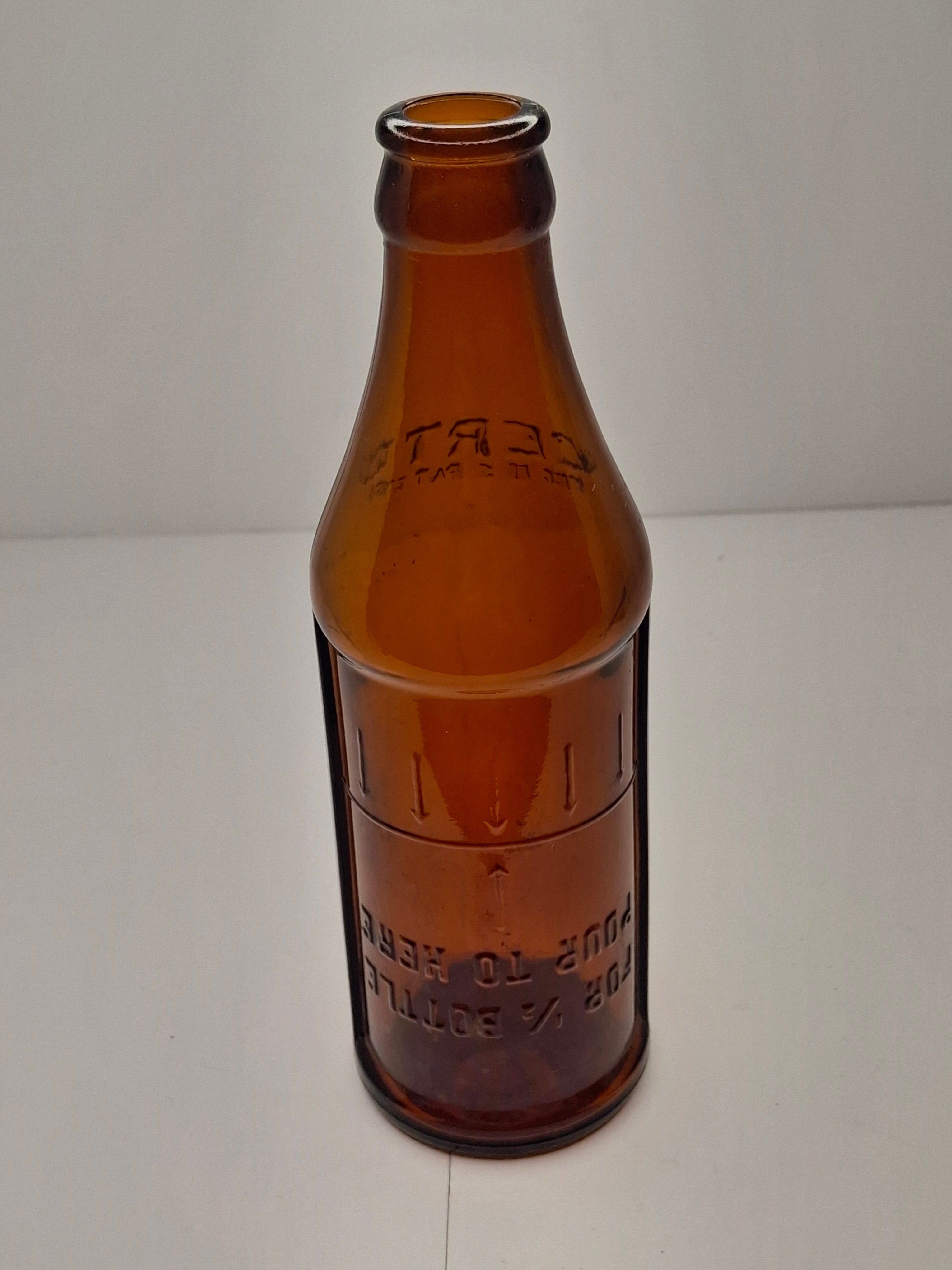 1944 Certo Fruit Pectin Amber Glass Measuring Bottle - Reg. U.S. Pat. Office