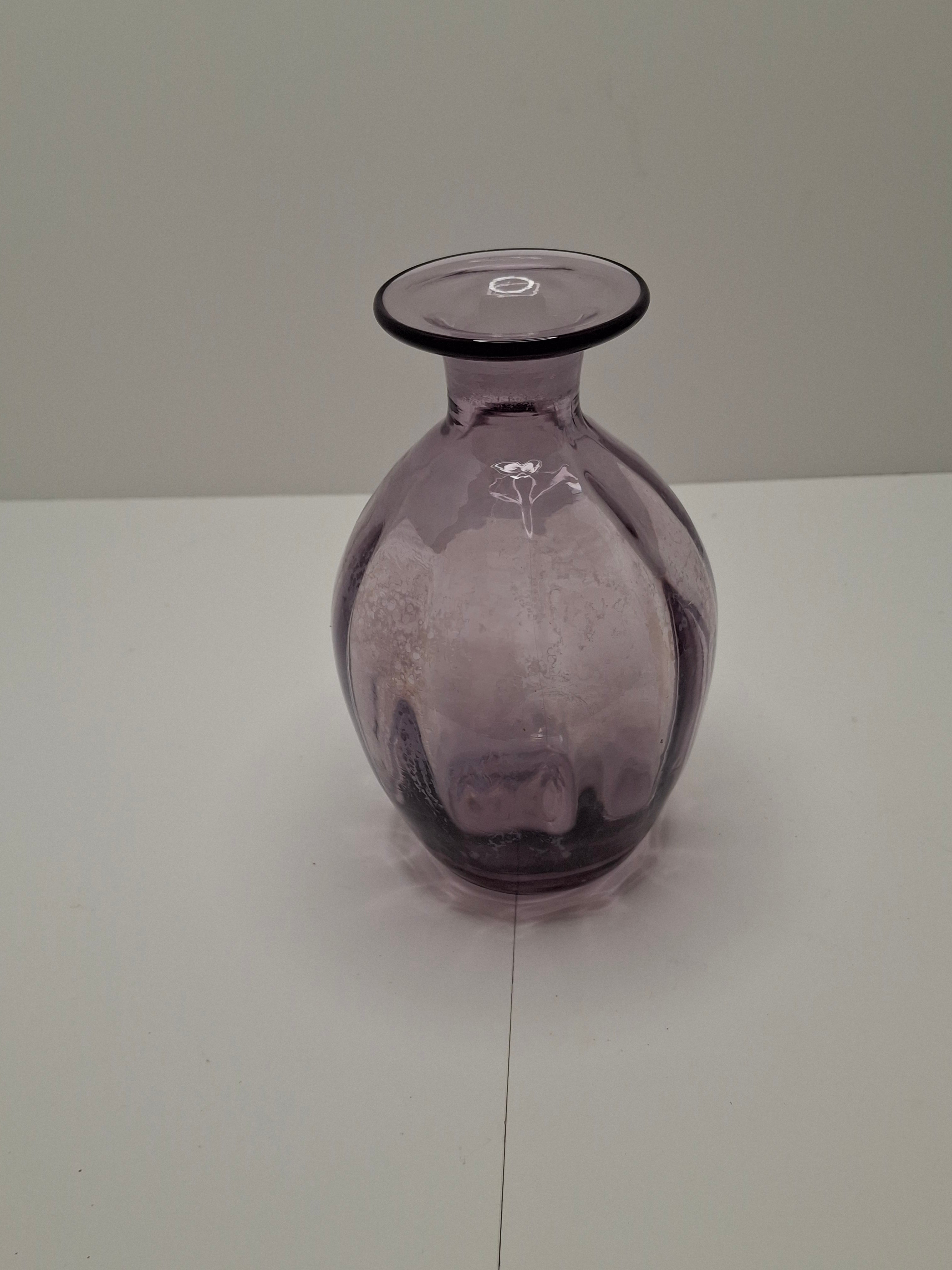 Antique Victorian Amethyst Purple Hand-Blown Glass Bud Vase w/ Rough Pontil Mark