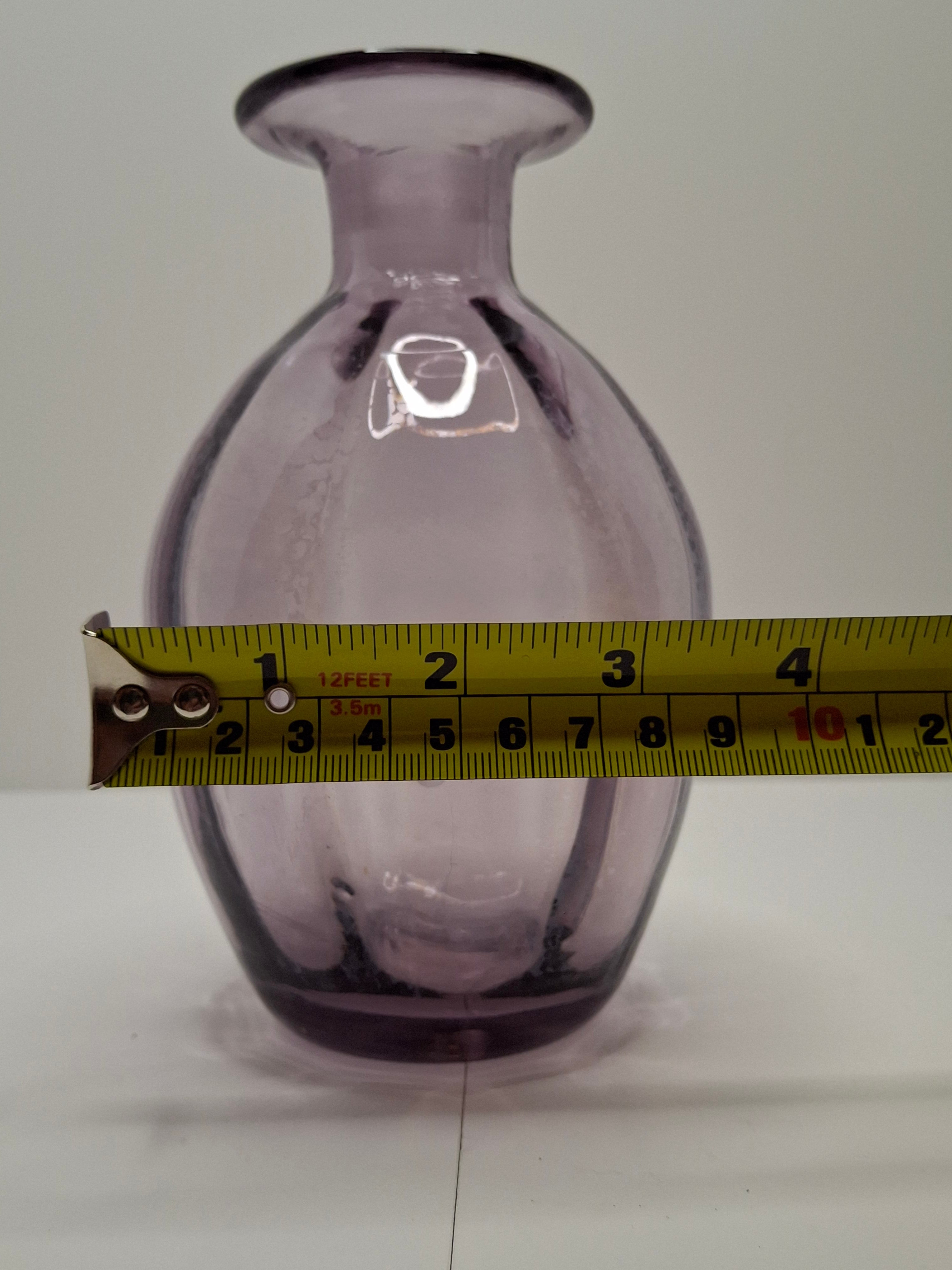 Antique Victorian Amethyst Purple Hand-Blown Glass Bud Vase w/ Rough Pontil Mark
