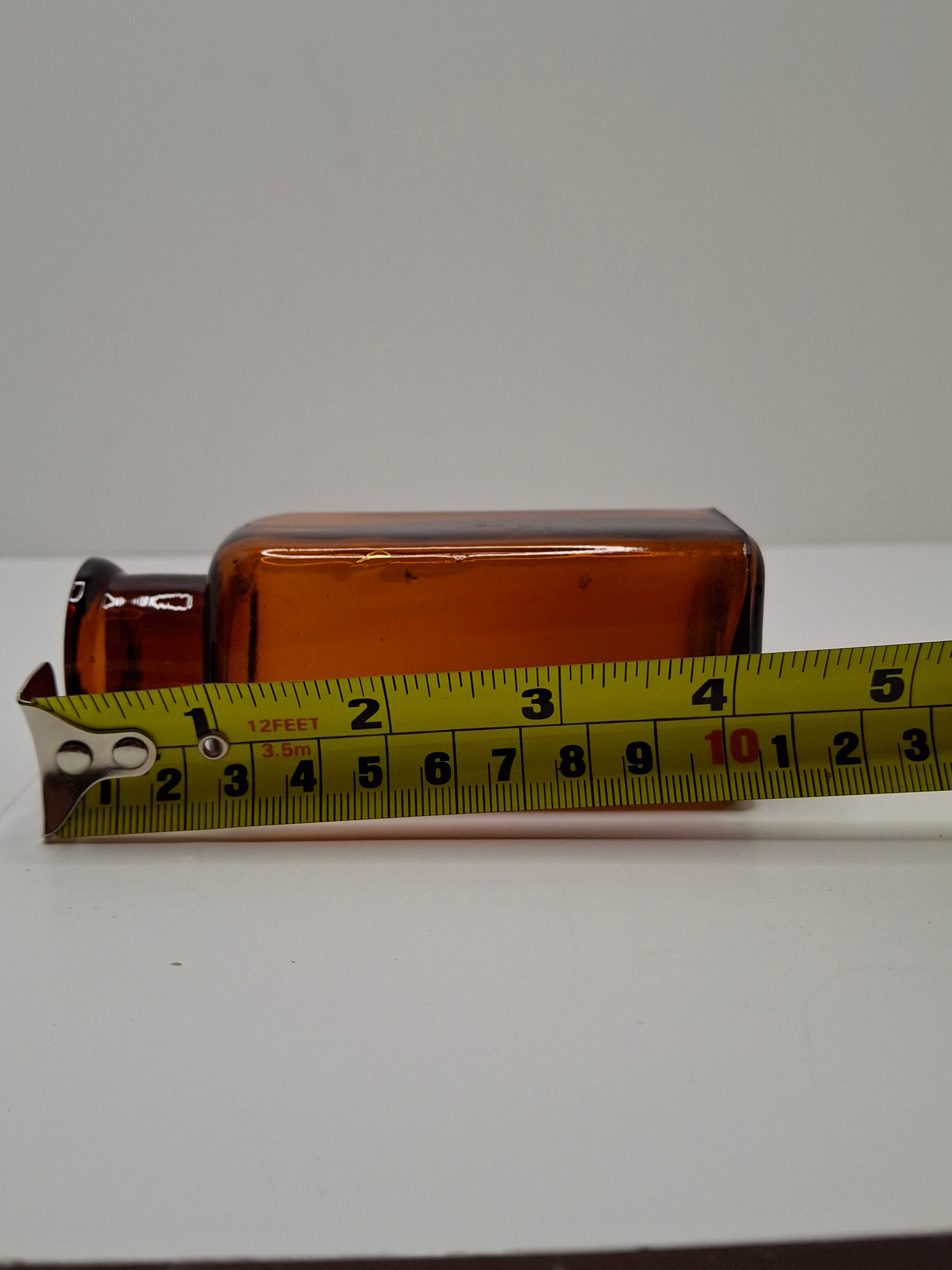 Antique Amber Glass Apothecary Medicine Bottle - John Wyeth & Brother Philadelphia - Embossed WYETH 16 on Base - 4" Tall Vintage Collectible