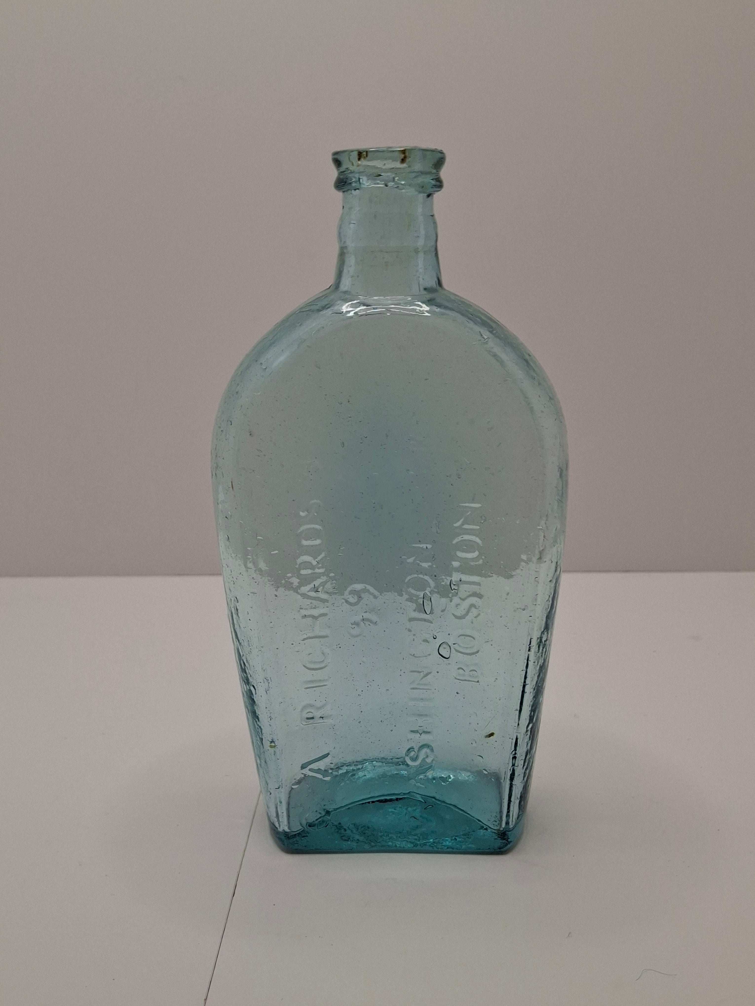 Aqua Blue C.A. Richards Whiskey/Bitters Bottle - 99 Washington Street, Boston