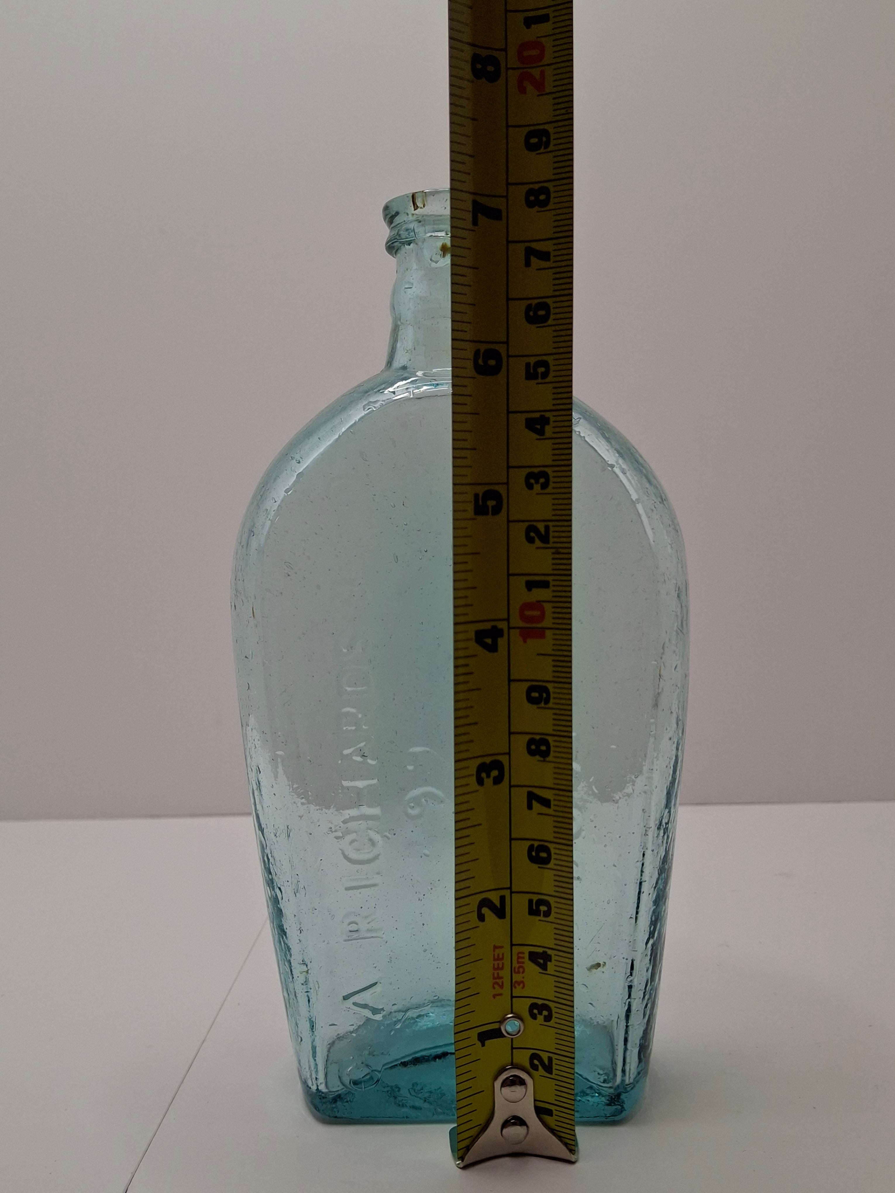 Aqua Blue C.A. Richards Whiskey/Bitters Bottle - 99 Washington Street, Boston