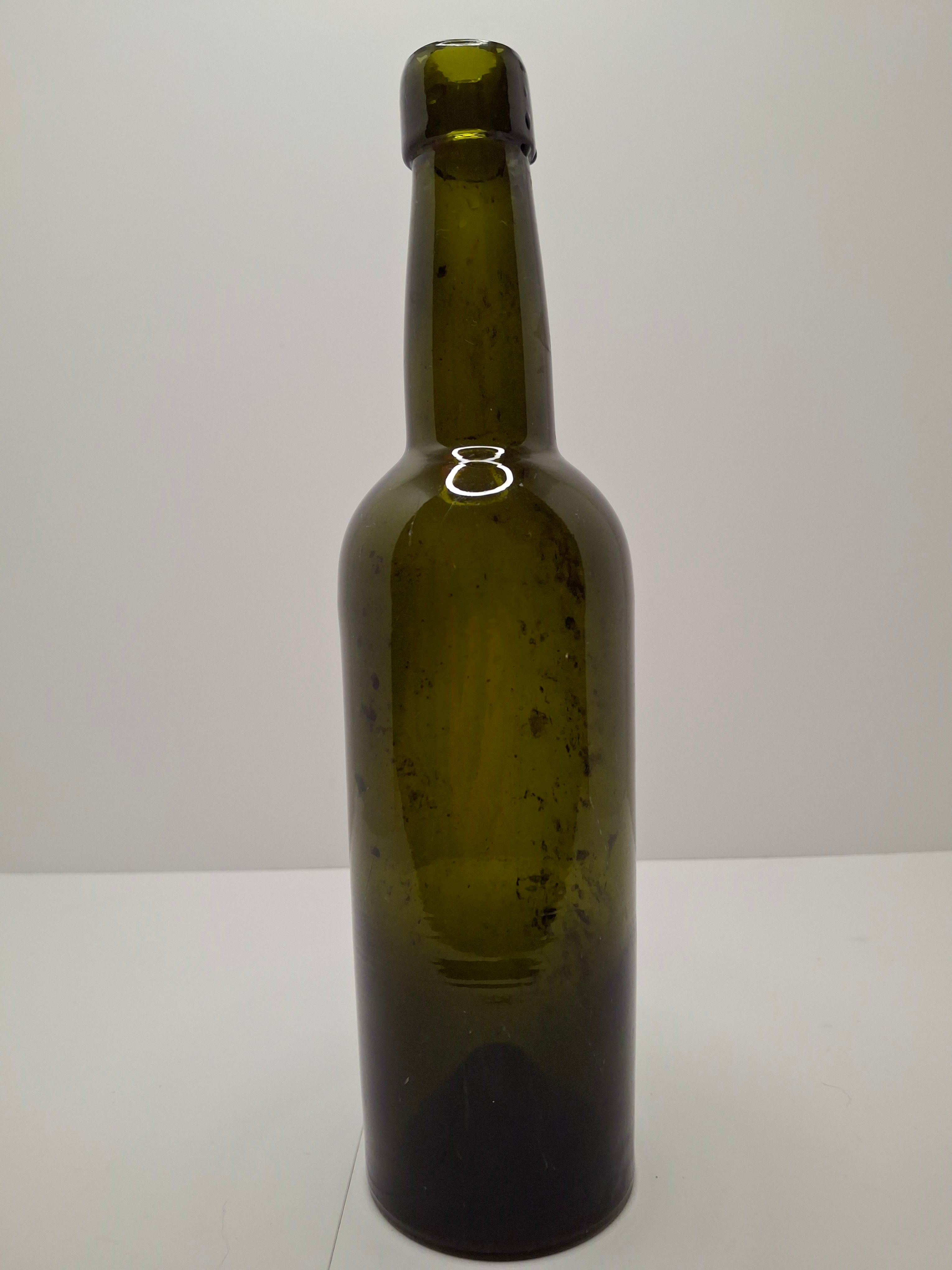 Antique Hand-Blown Olive Green Glass Wine or Spirits Bottle - Early 19th Century