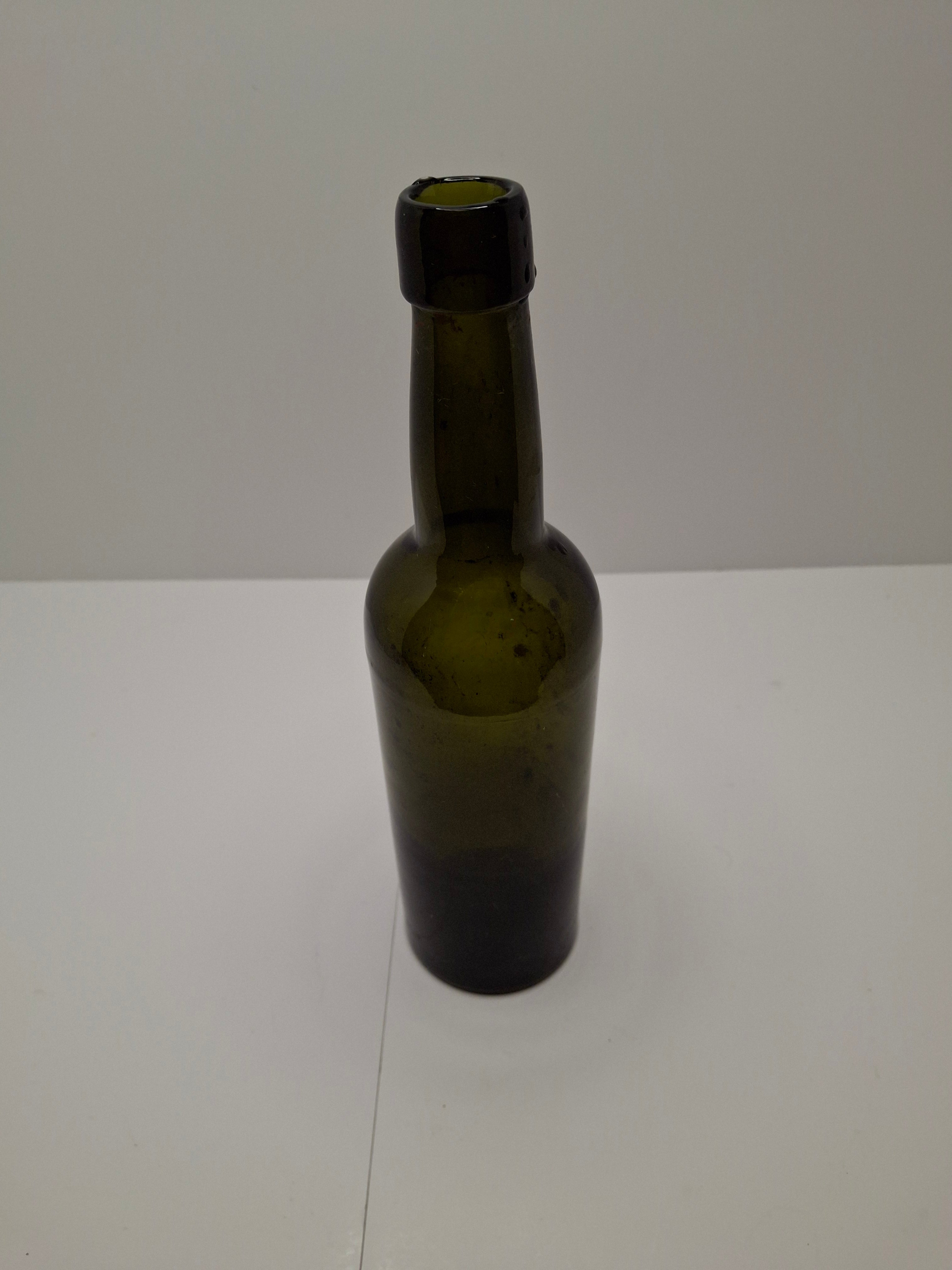 Antique Hand-Blown Olive Green Glass Wine or Spirits Bottle - Early 19th Century