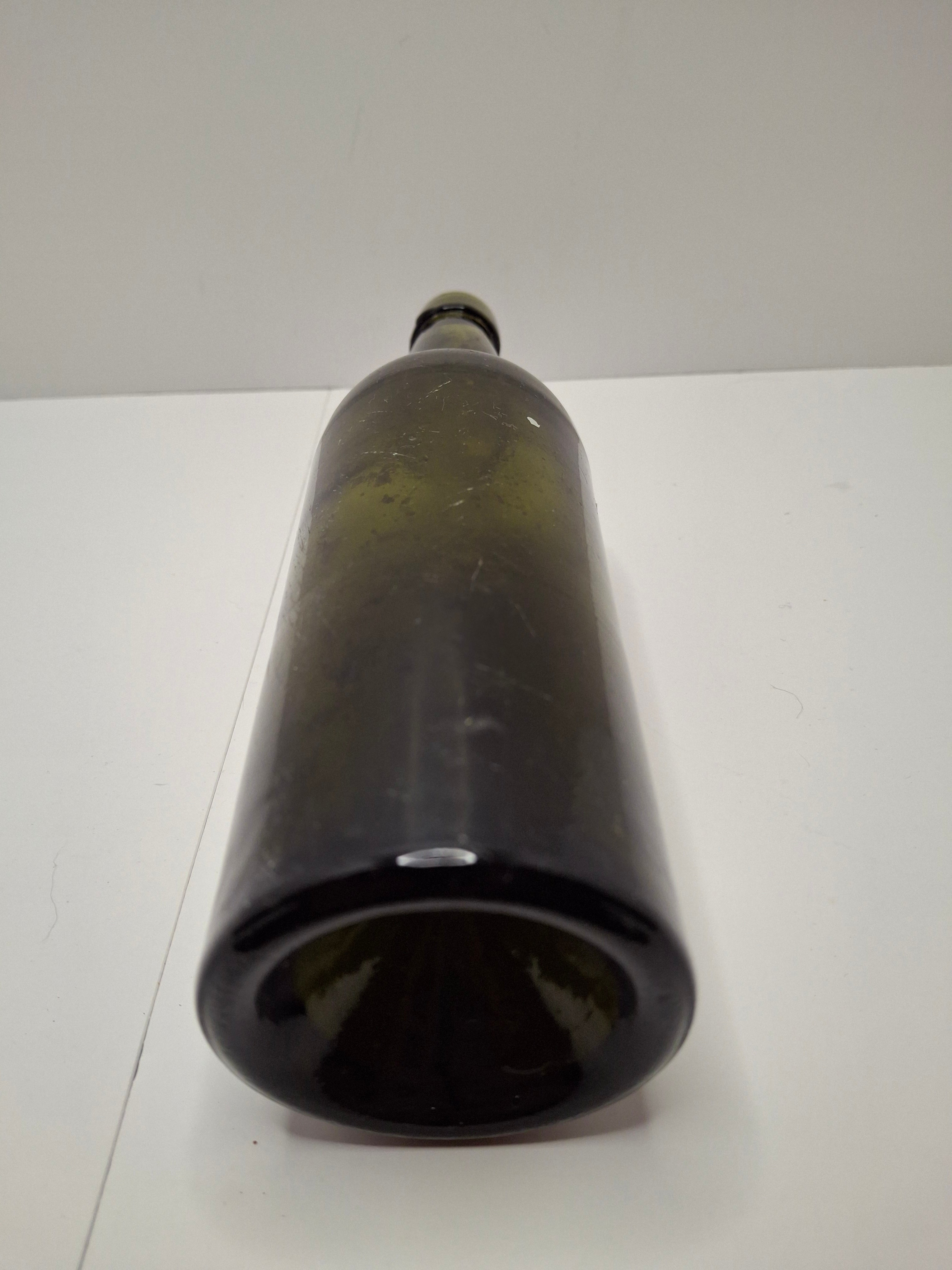 Antique Hand-Blown Olive Green Glass Wine or Spirits Bottle - Early 19th Century