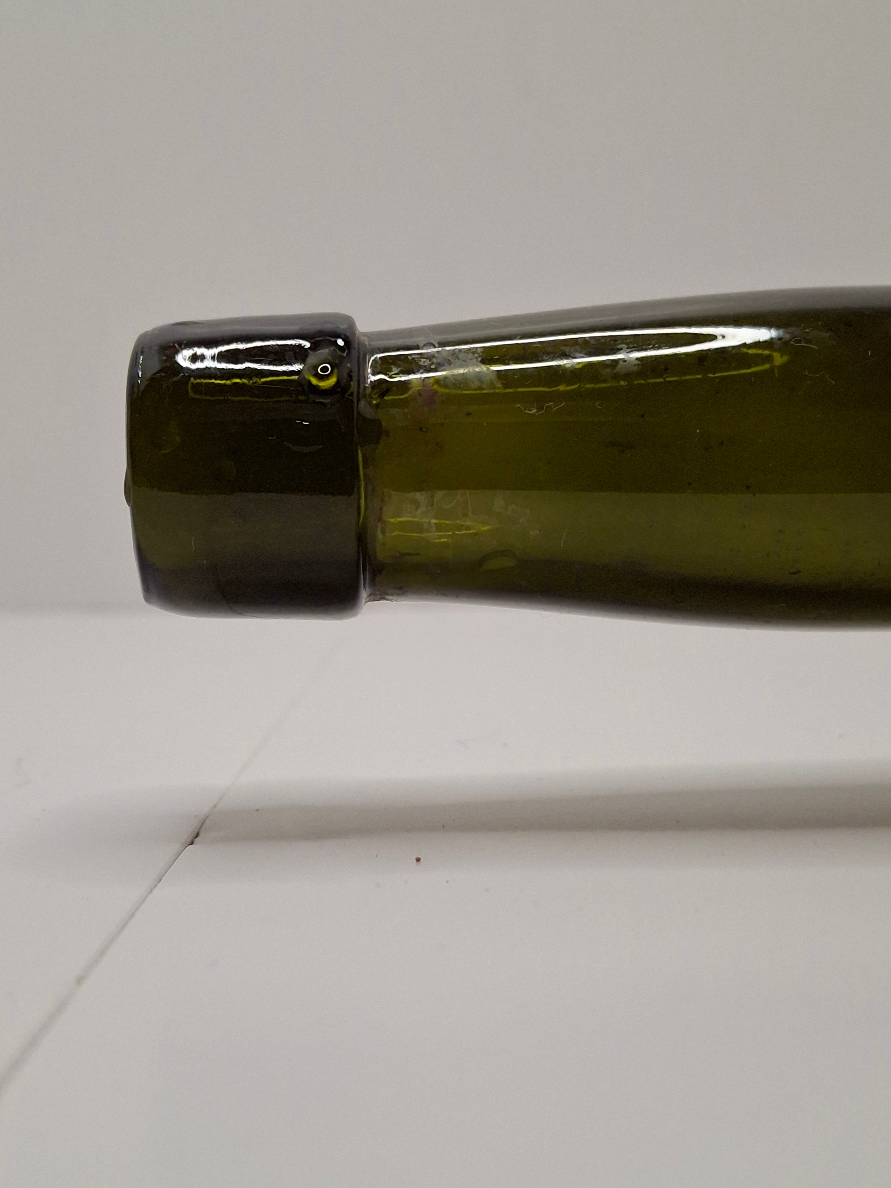 Antique Hand-Blown Olive Green Glass Wine or Spirits Bottle - Early 19th Century