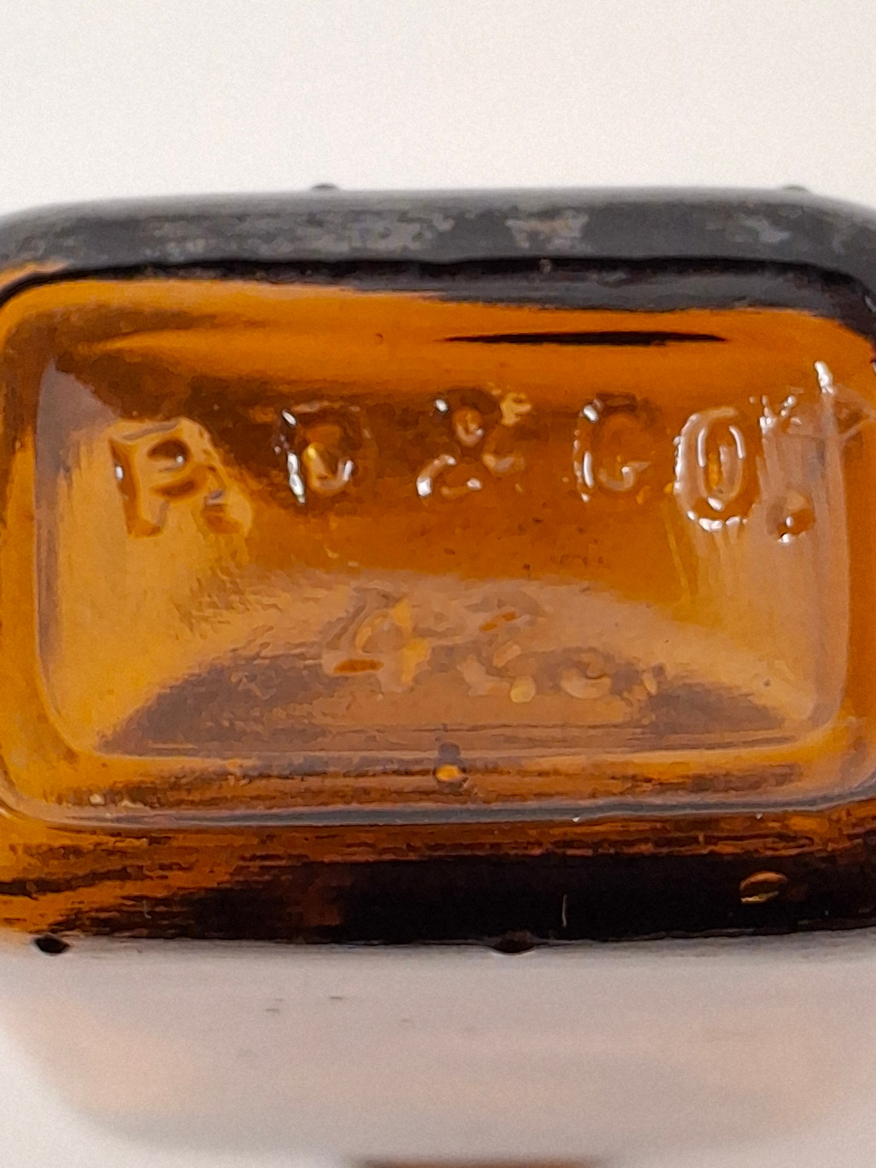 Antique Parke Davis & Co. Amber Glass Apothecary Medicine Bottle - Embossed P.D. & Co. 42, c. 1880-1920