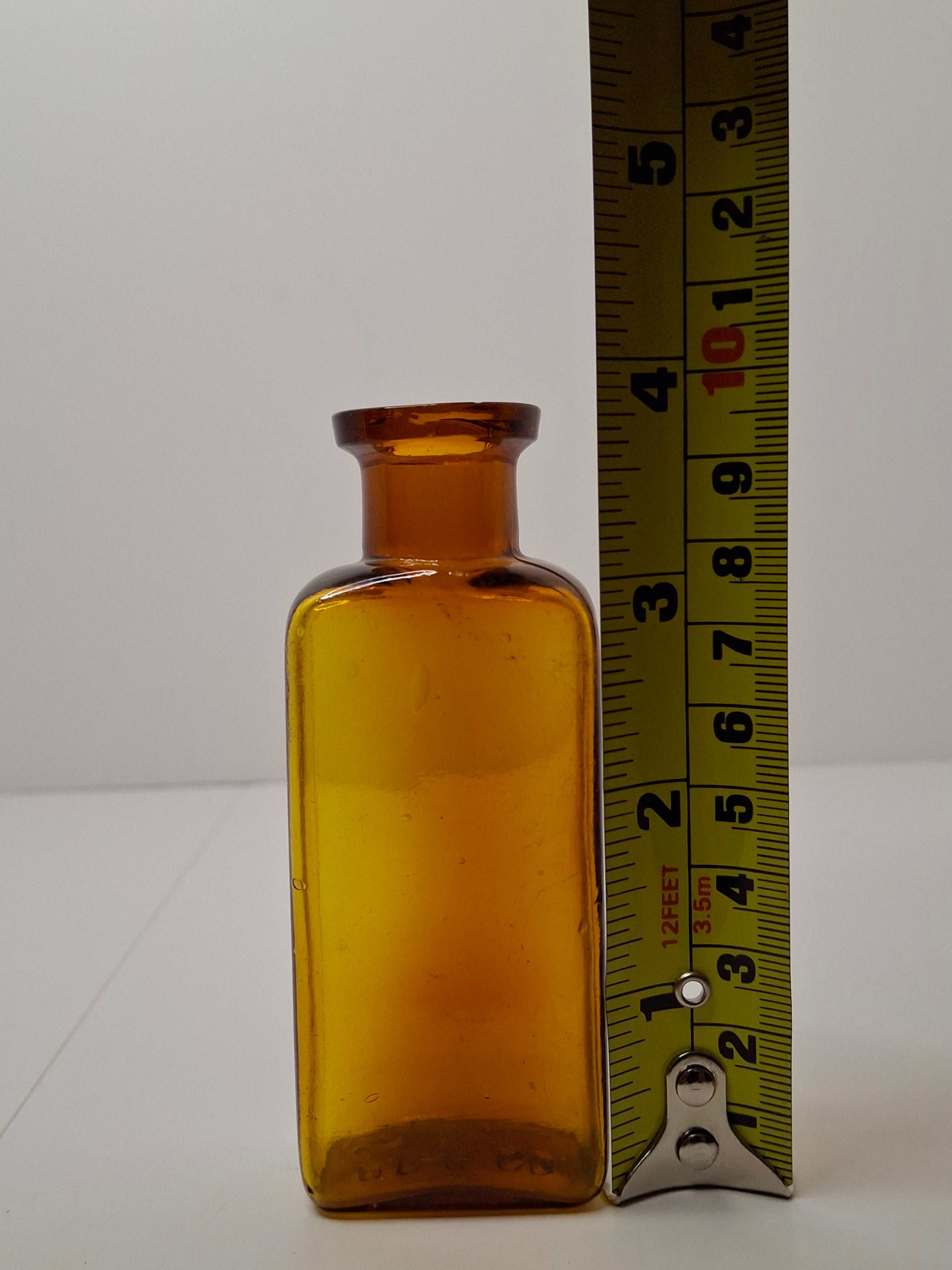 Antique Amber Glass Apothecary Medicine Bottle - John Wyeth & Brother Philadelphia - Embossed WYETH 16 on Base - 4" Tall Vintage Collectible