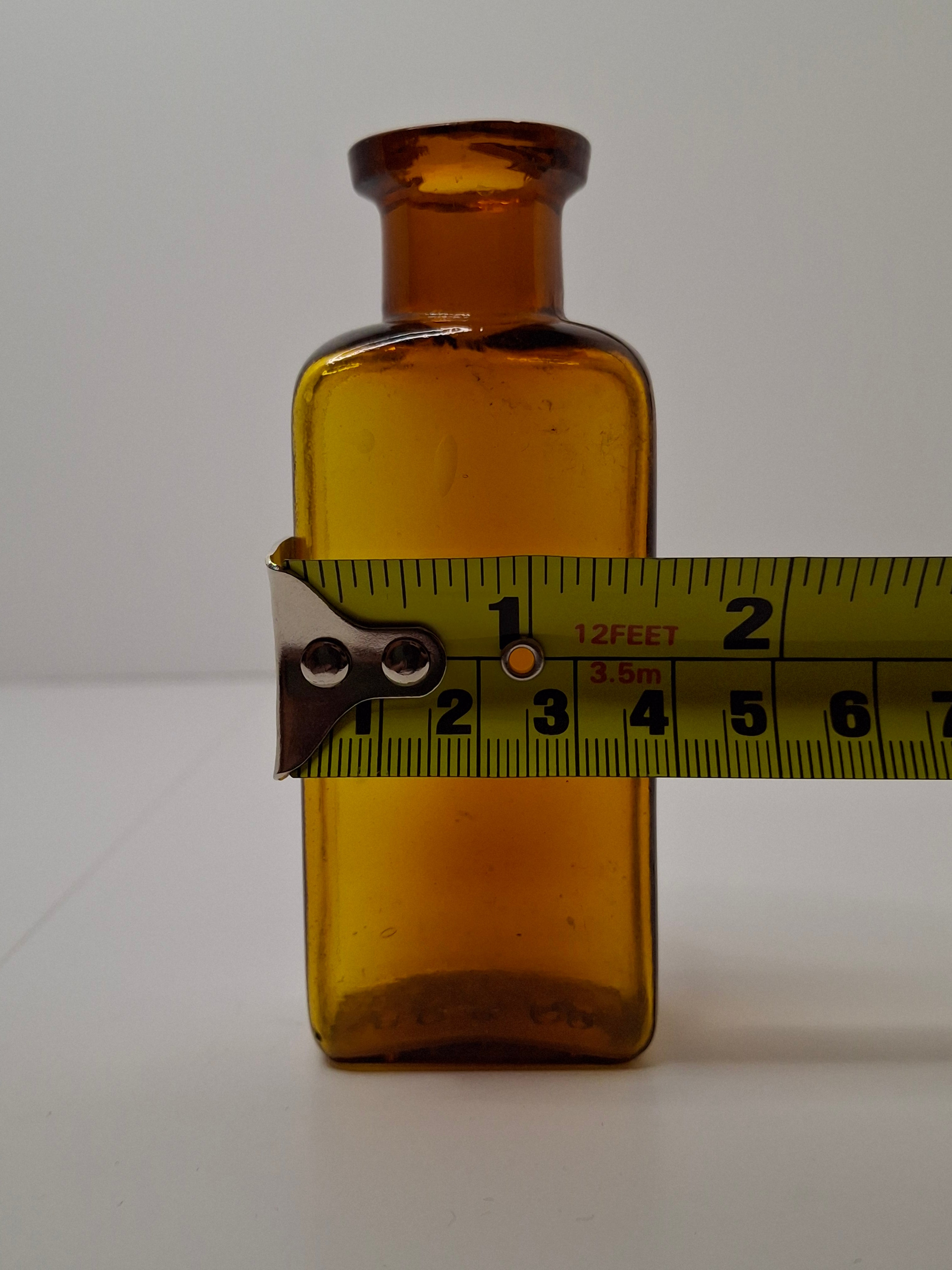 Antique Amber Glass Apothecary Medicine Bottle - John Wyeth & Brother Philadelphia - Embossed WYETH 16 on Base - 4" Tall Vintage Collectible